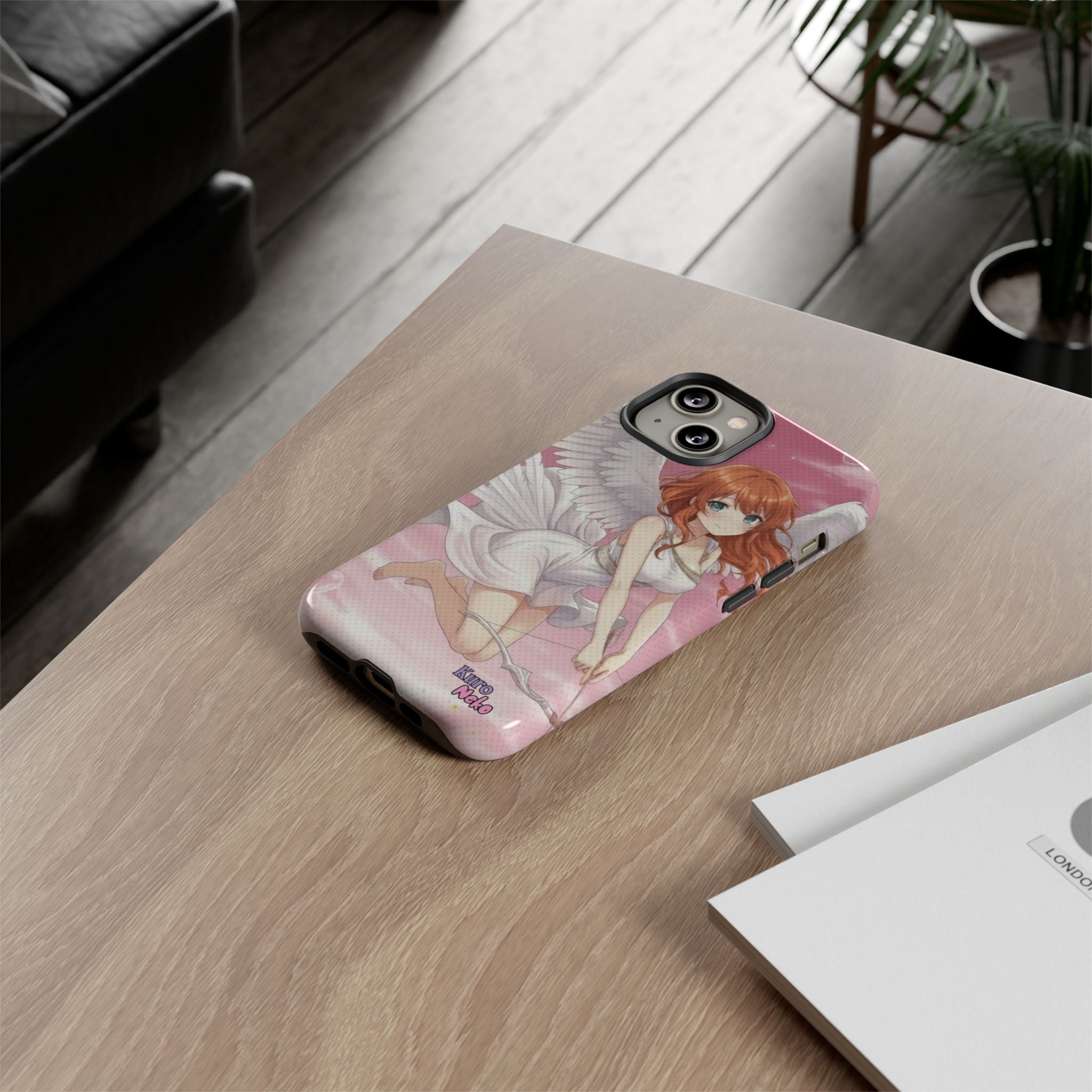 Coque Téléphone Anime AIKO Muse Cygne & Douceur Pastel, design anime avec oreilles et ailes, Kuro Neko Shop.