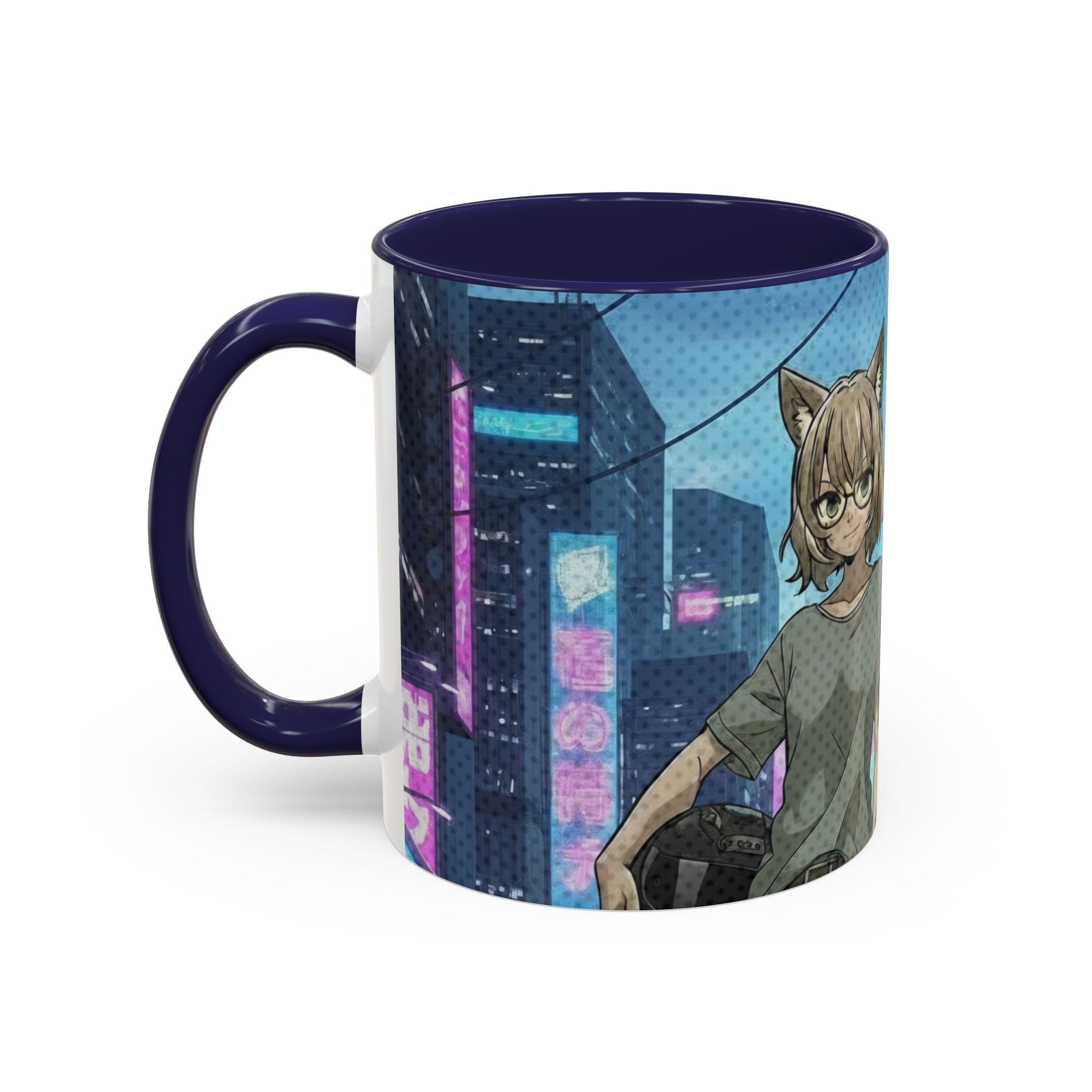 Mug Anime HANKO Style Cyberpunk & Chatte Rebelle