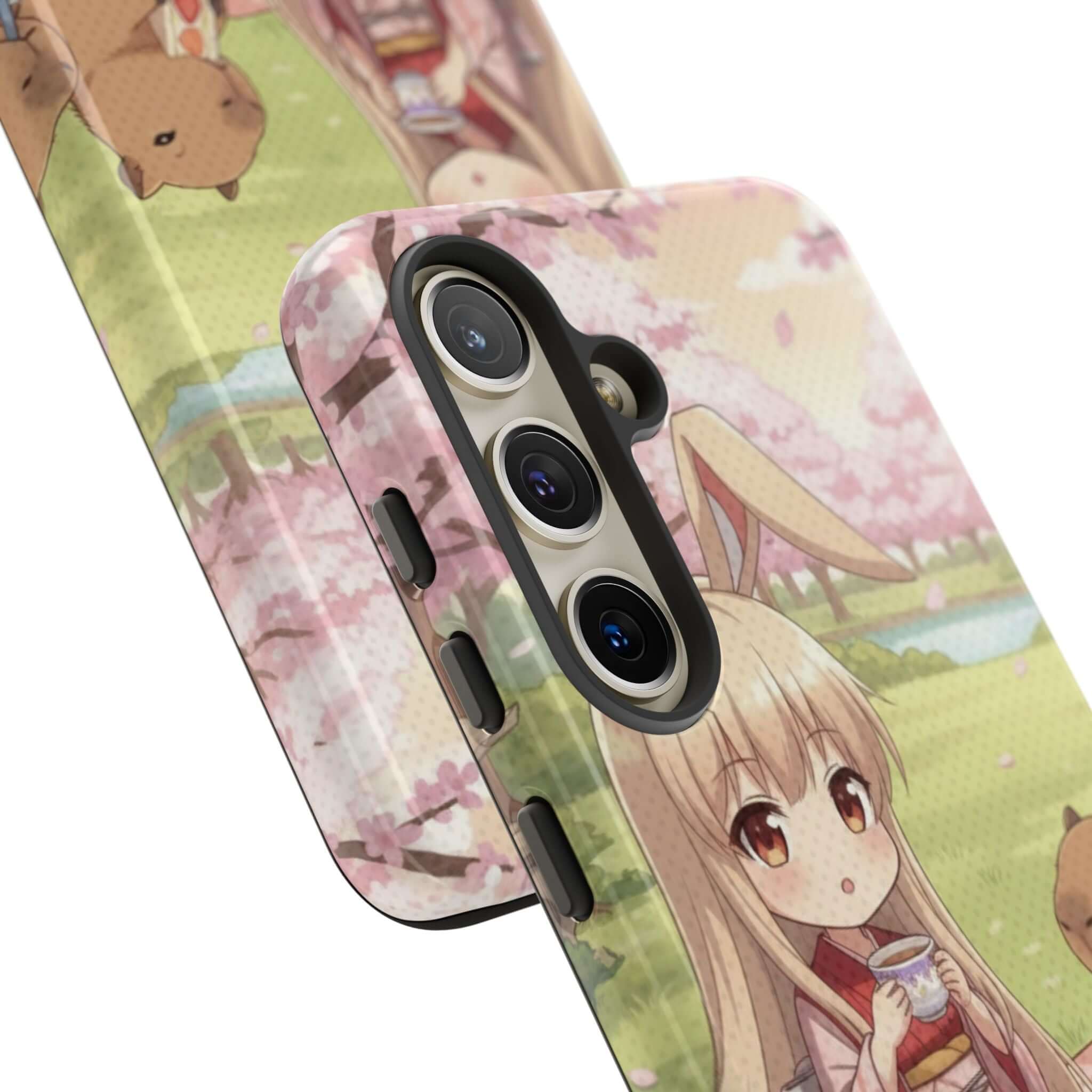 Coque de Téléphone Anime HARU Muse Chibi Pique-nique avec oreilles d'animaux et design de pique-nique, Kuro Neko Shop.