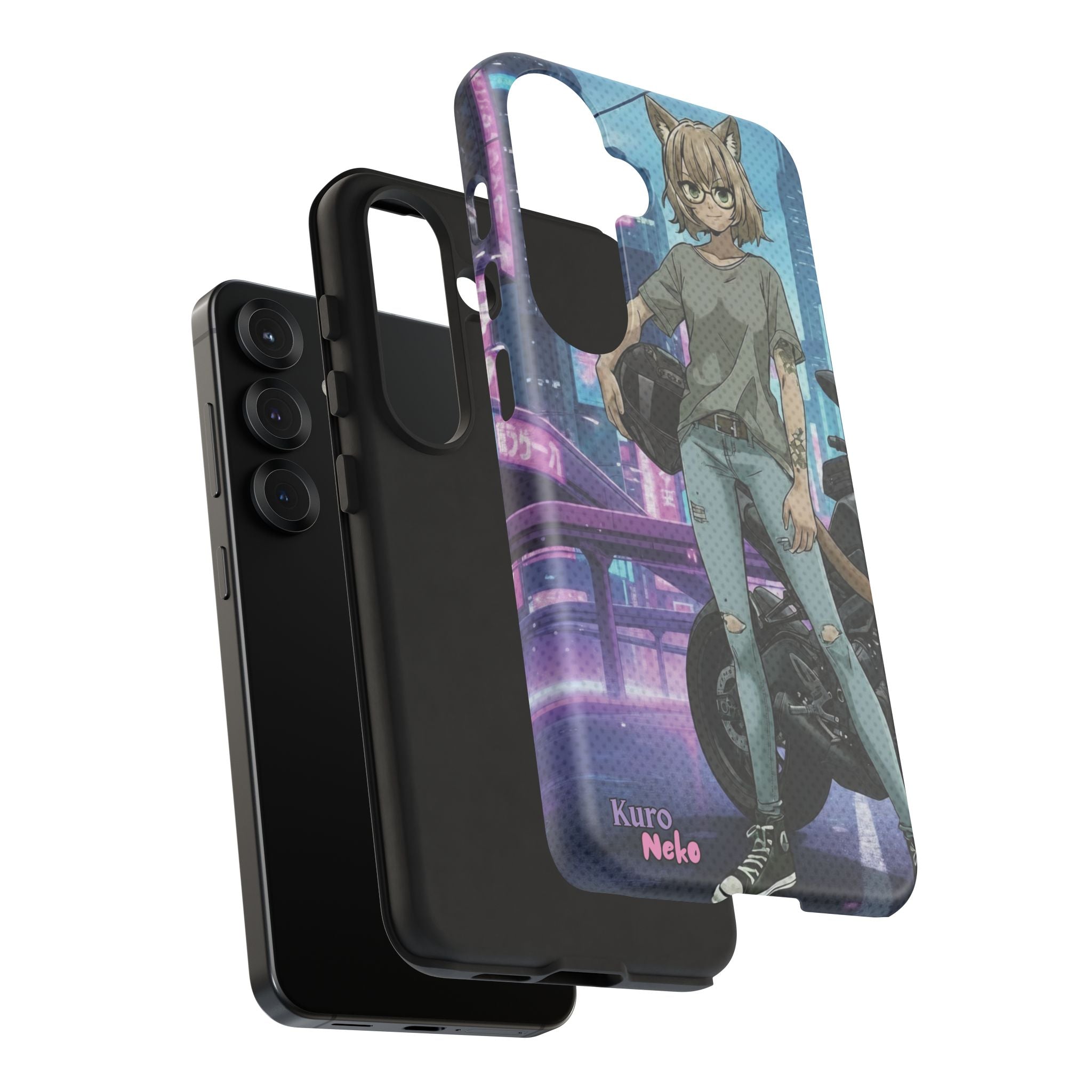 Coque téléphone Anime HANKO Style Cyberpunk & Chatte Rebelle