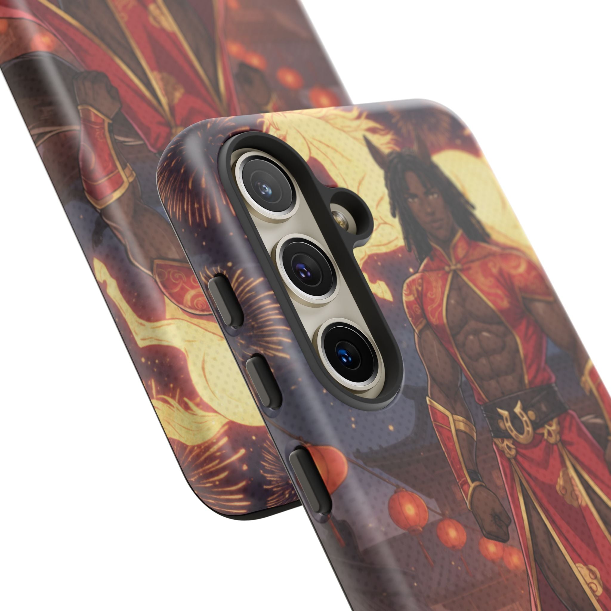 Coque RYO husbando Année du Cheval finition brillante couleurs rouge or iPhone Samsung
