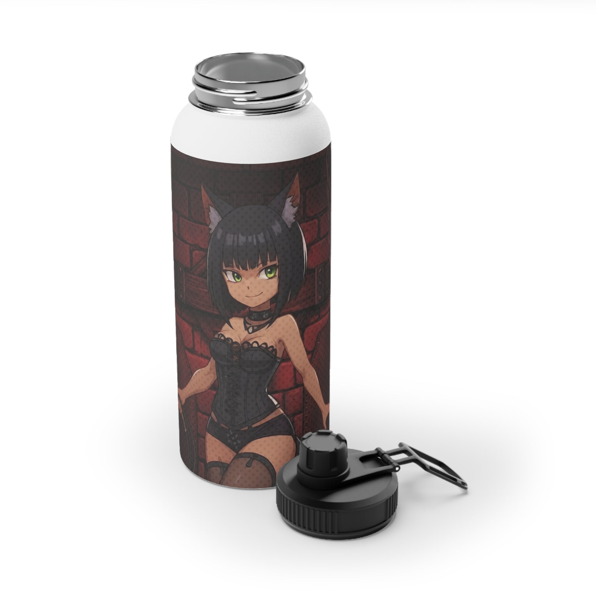 Gourde Isotherme Anime YAMI Muse Louve de Caractère & Dark avec oreilles d'animaux et design gothique - Kuro Neko Shop