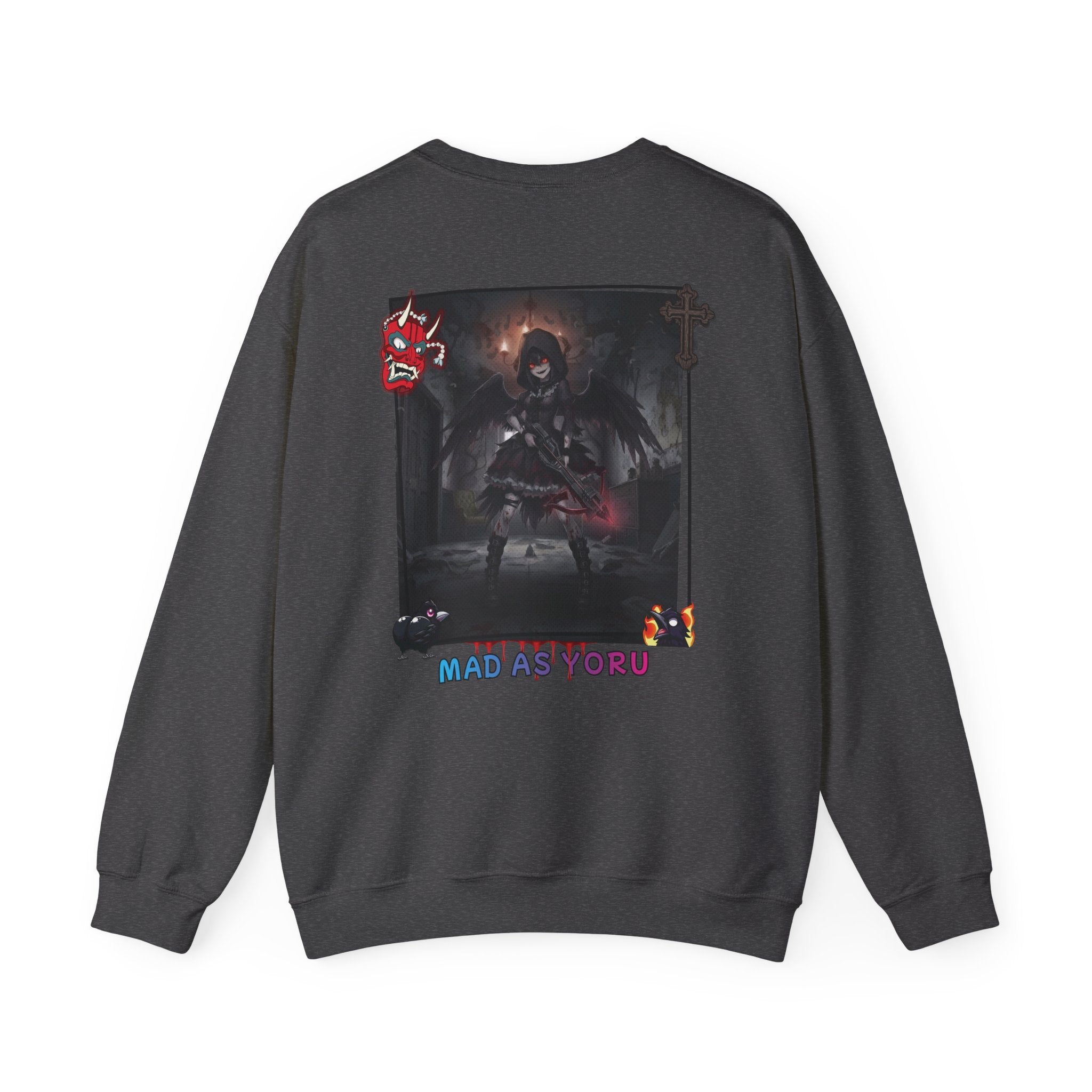Sweatshirt Anime YORU avec design gothique et thème kemonomimi sur le dos, couleur noire.