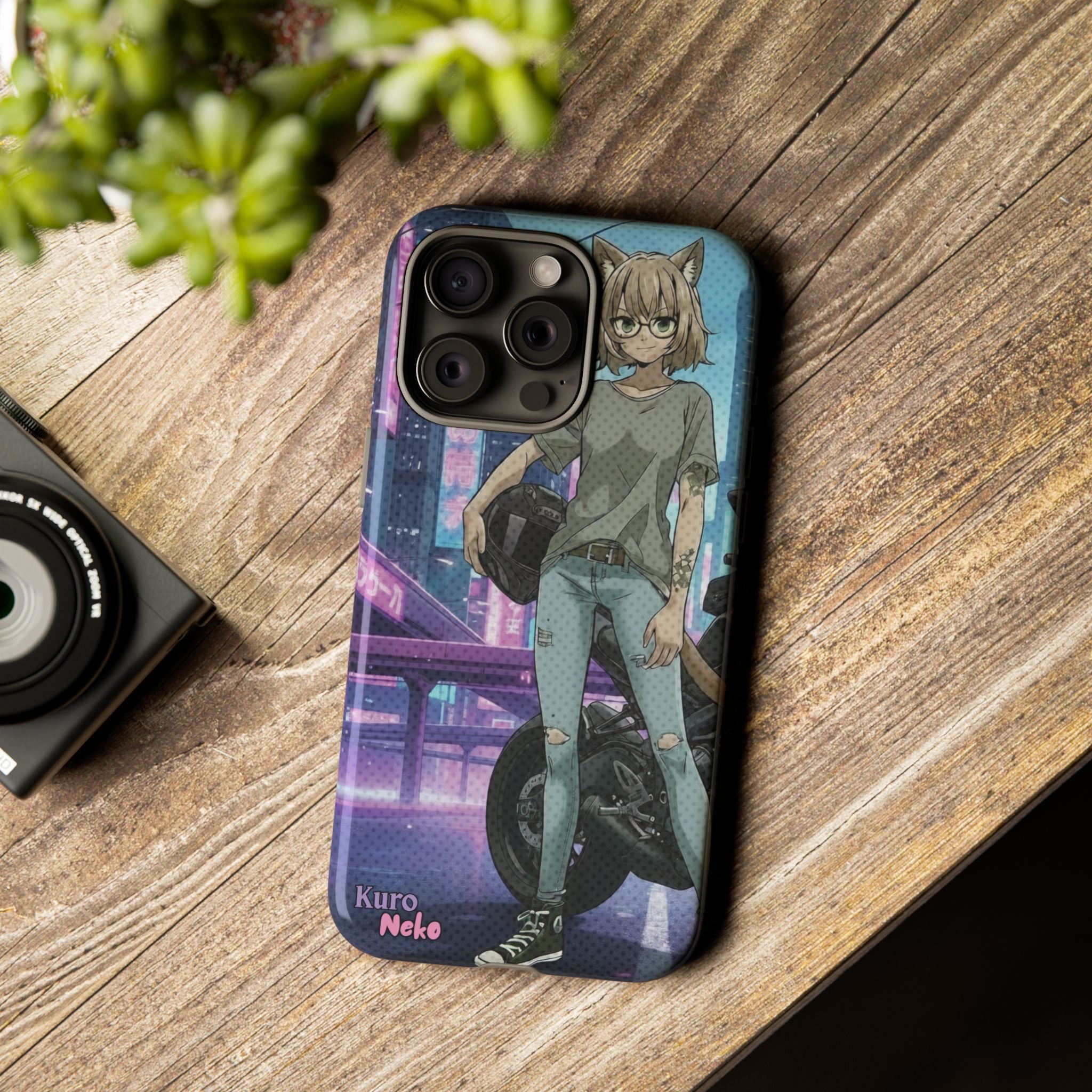 Coque téléphone Anime HANKO Style Cyberpunk & Chatte Rebelle