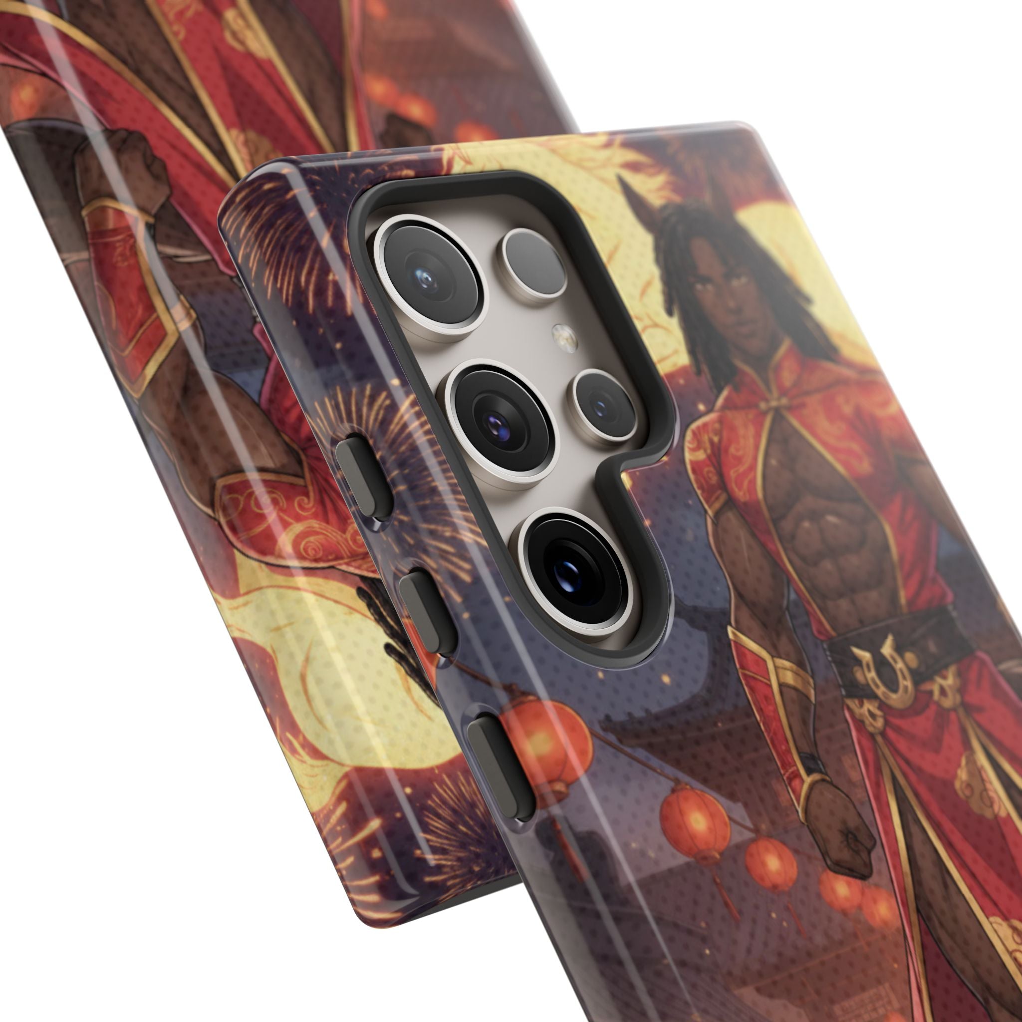 Coque RYO husbando Année du Cheval finition brillante couleurs rouge or iPhone Samsung
