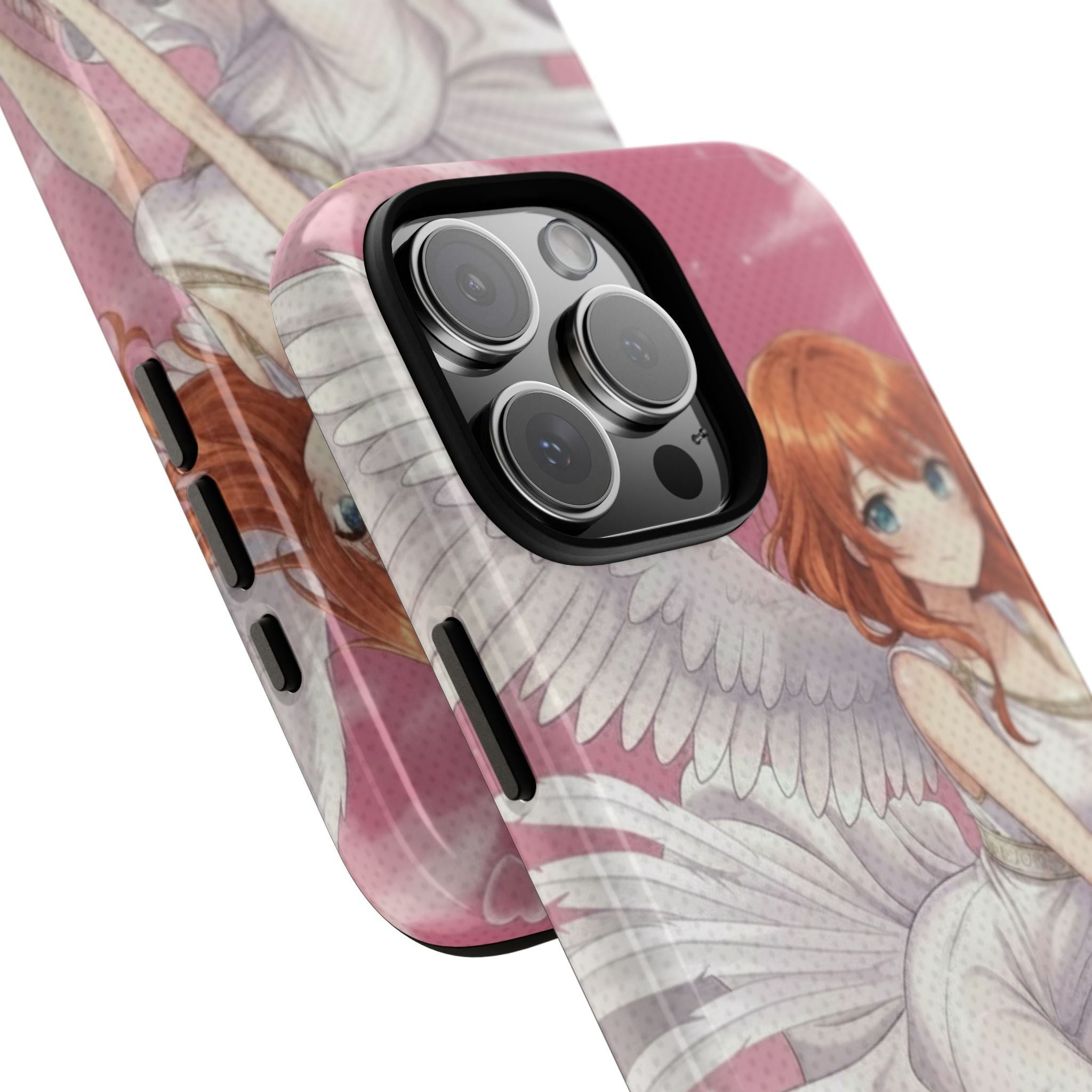 Coque Téléphone Anime AIKO Muse Cygne & Douceur Pastel, montrant mélancolie et douceur avec oreilles d'animaux, style anime, Kuro Neko Shop.