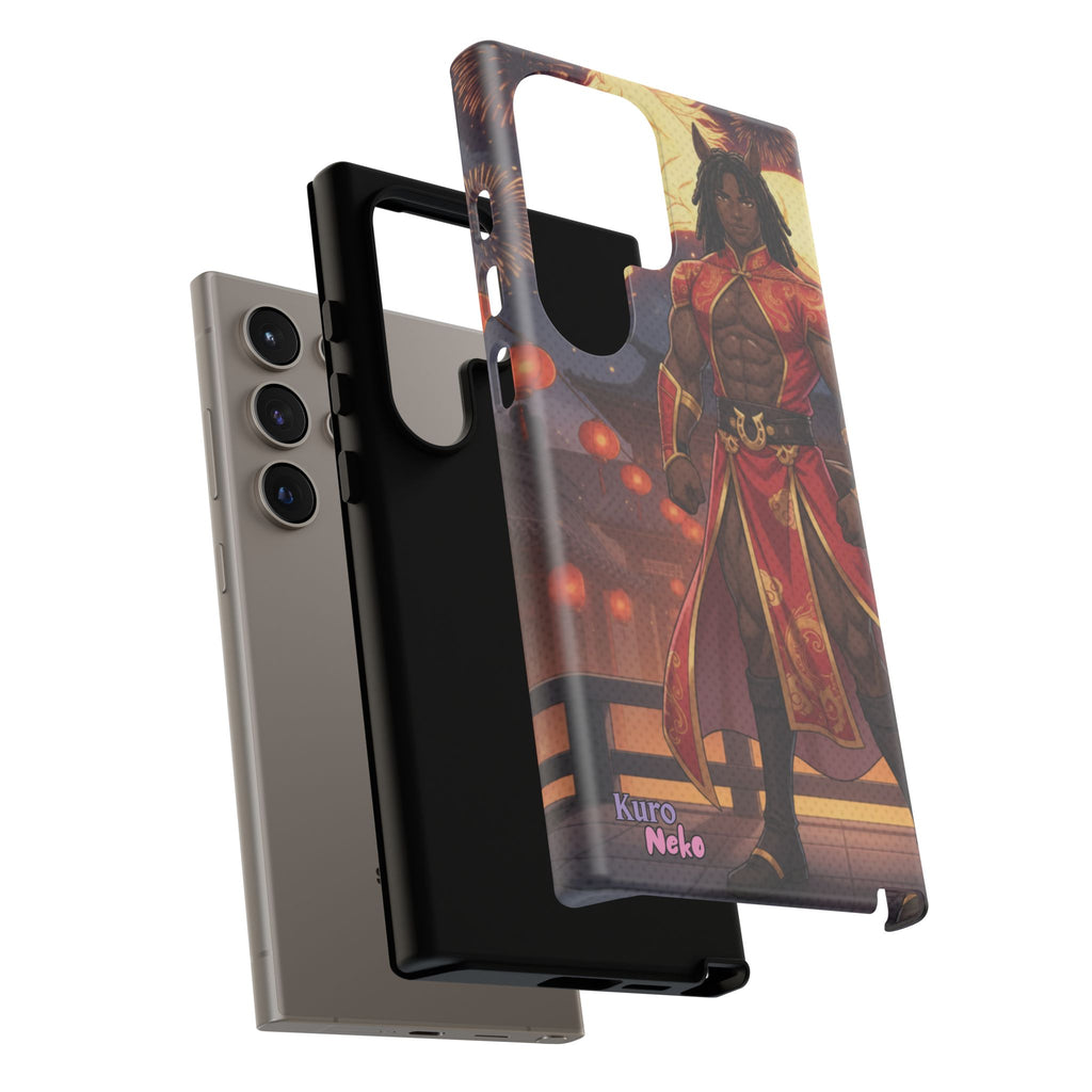 Coque RYO husbando Année du Cheval finition brillante couleurs rouge or iPhone Samsung
