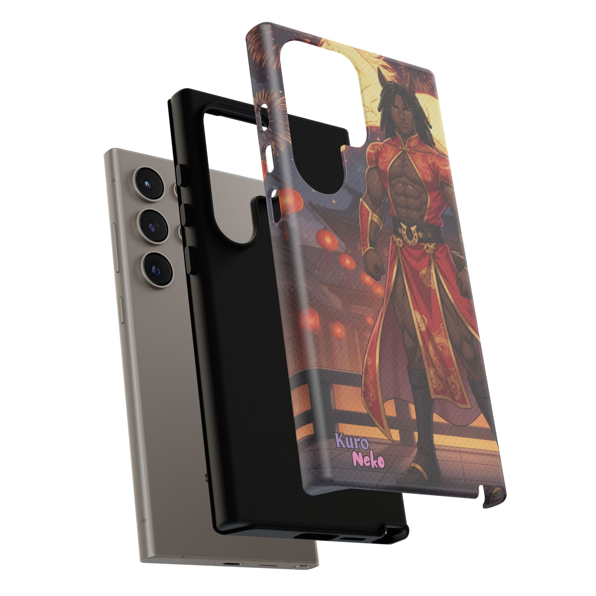 Coque RYO husbando Année du Cheval finition brillante couleurs rouge or iPhone Samsung
