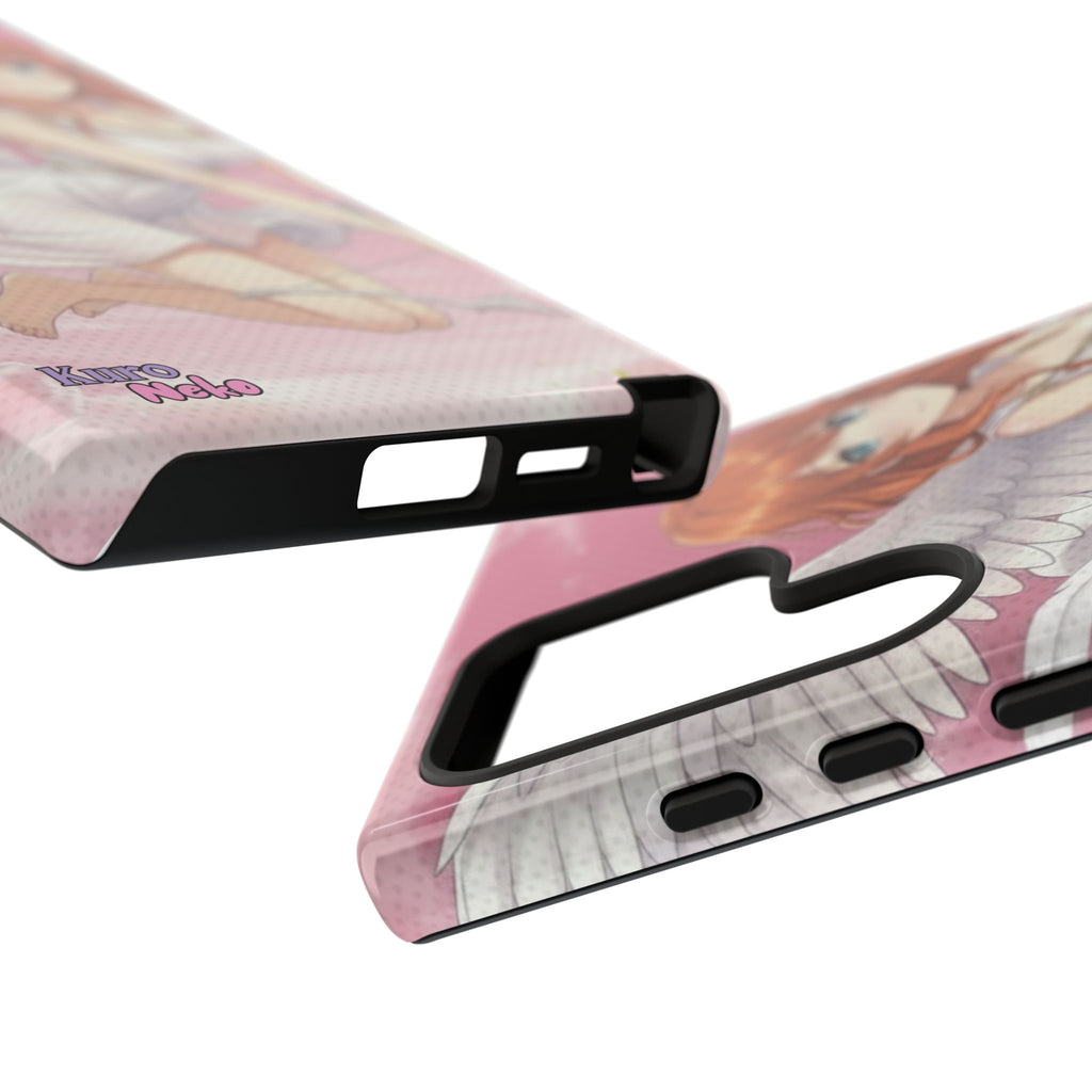 Coque Téléphone Anime AIKO Muse Cygne & Douceur Pastel avec motifs d'ailes et oreilles d'animaux, style anime, Kuro Neko Shop.
