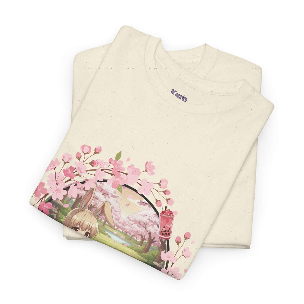 T-shirt Anime HARU Muse Chibi Pique-nique Sakura, caractérisé par des oreilles d'animaux et un design kawaii, Kuro Neko Shop.
