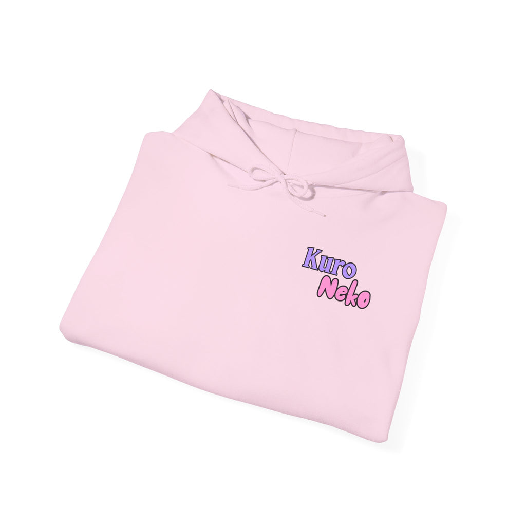 Hoodie rose avec impression anime Waifu HANKO Cat Girl tenue biker avec moto fond ville futuriste cyberpunk