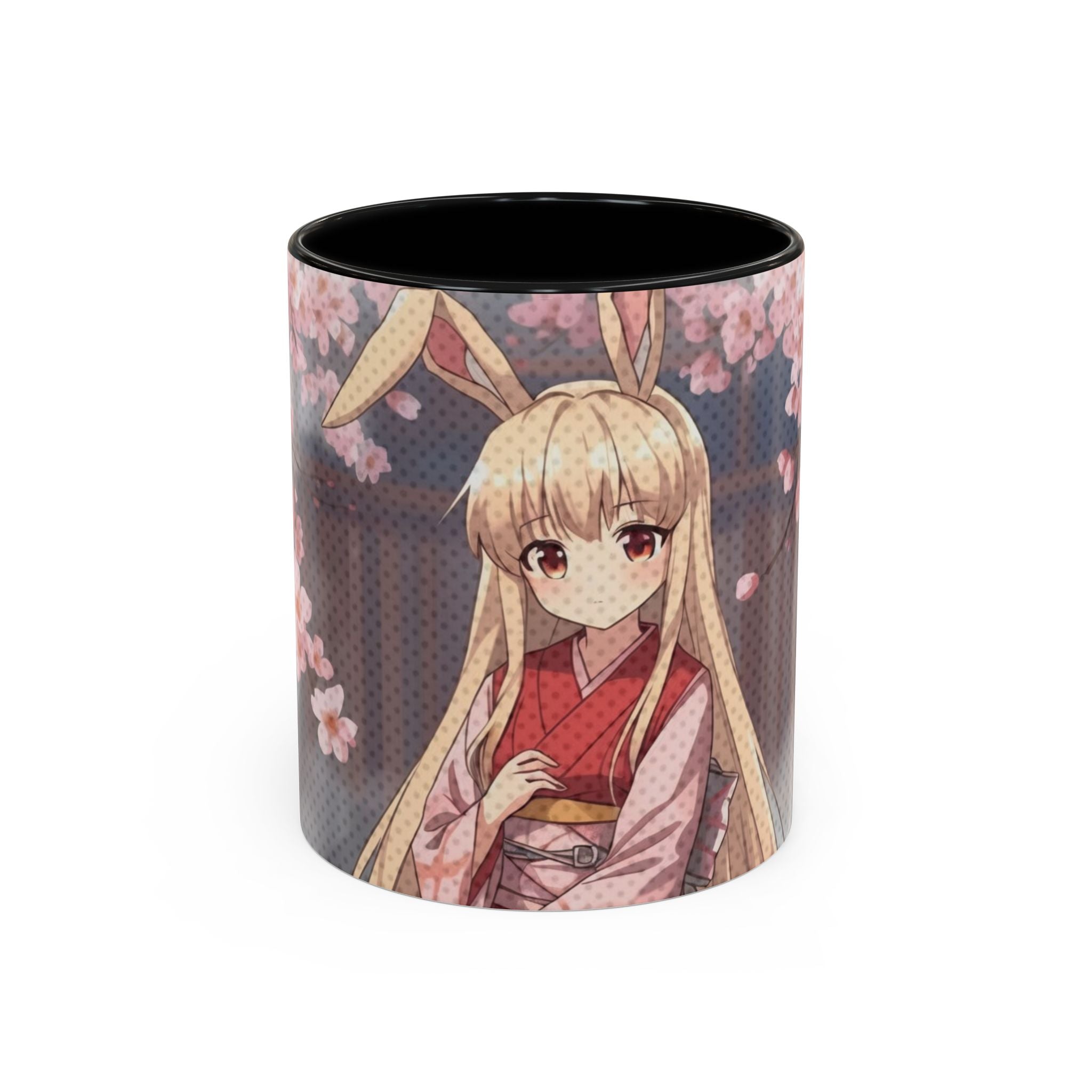 mug anime HARU - Lapine kemonomimi en kimono au décor sakura, ambiance onsen calme
