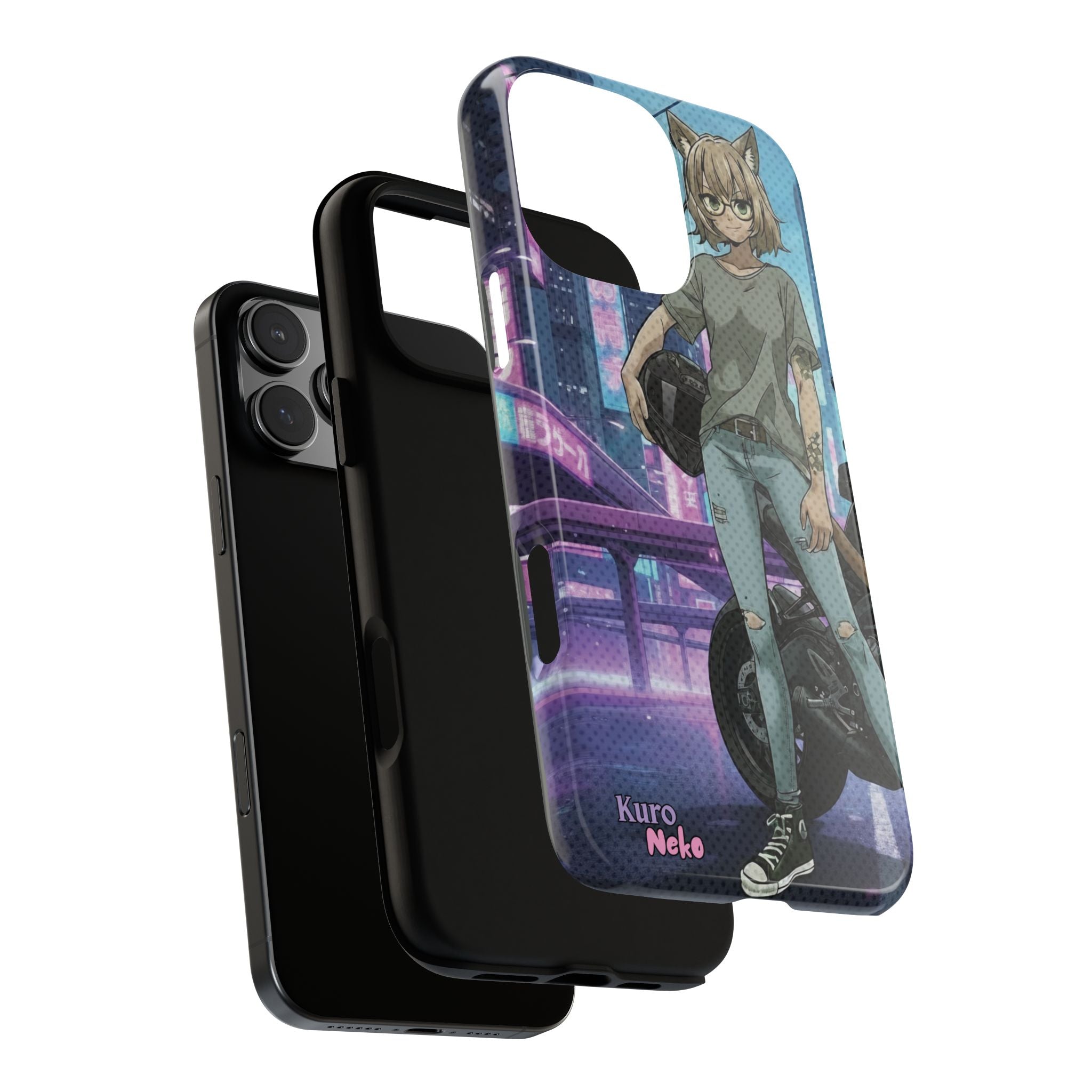 Coque téléphone Anime HANKO Style Cyberpunk & Chatte Rebelle