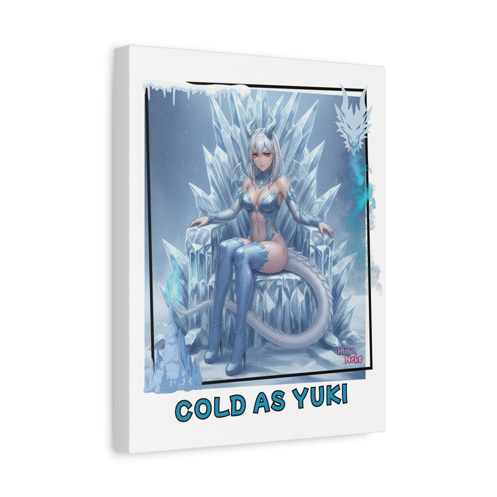 Toile Mate Anime YUKI présentant une dragonne majestueuse sur un trône de glace, apportant la magie hivernale.