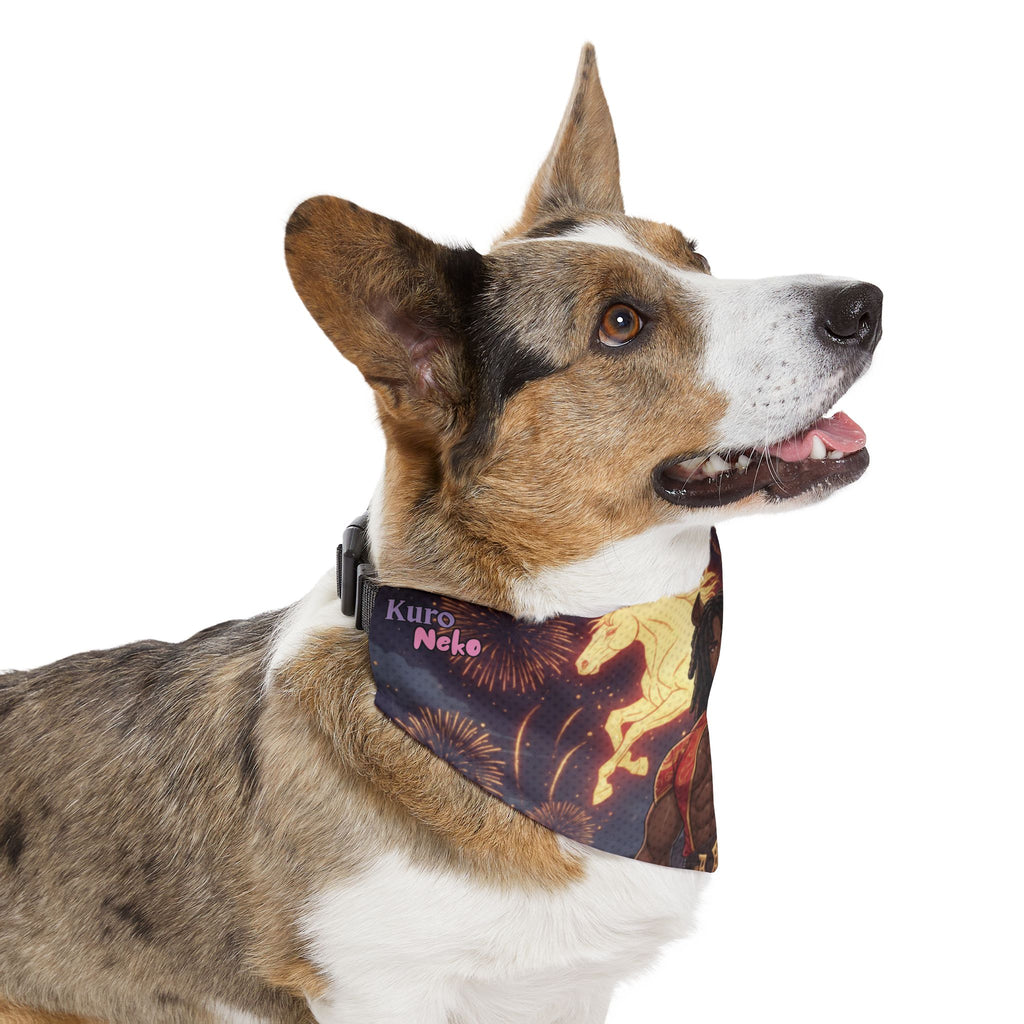 Collier Bandana Chat & Chien Anime RYO Icône Zodiaque 2026 sur un chien avec des oreilles d'animaux - Kuro Neko Shop