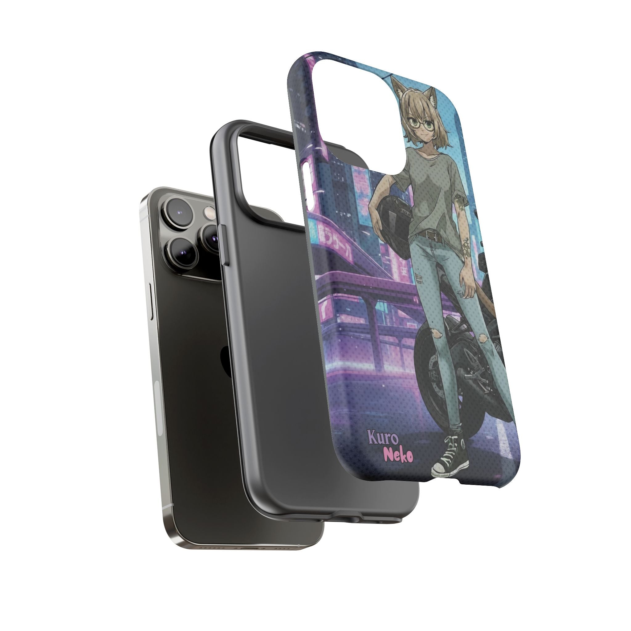 Coque téléphone Anime HANKO Style Cyberpunk & Chatte Rebelle