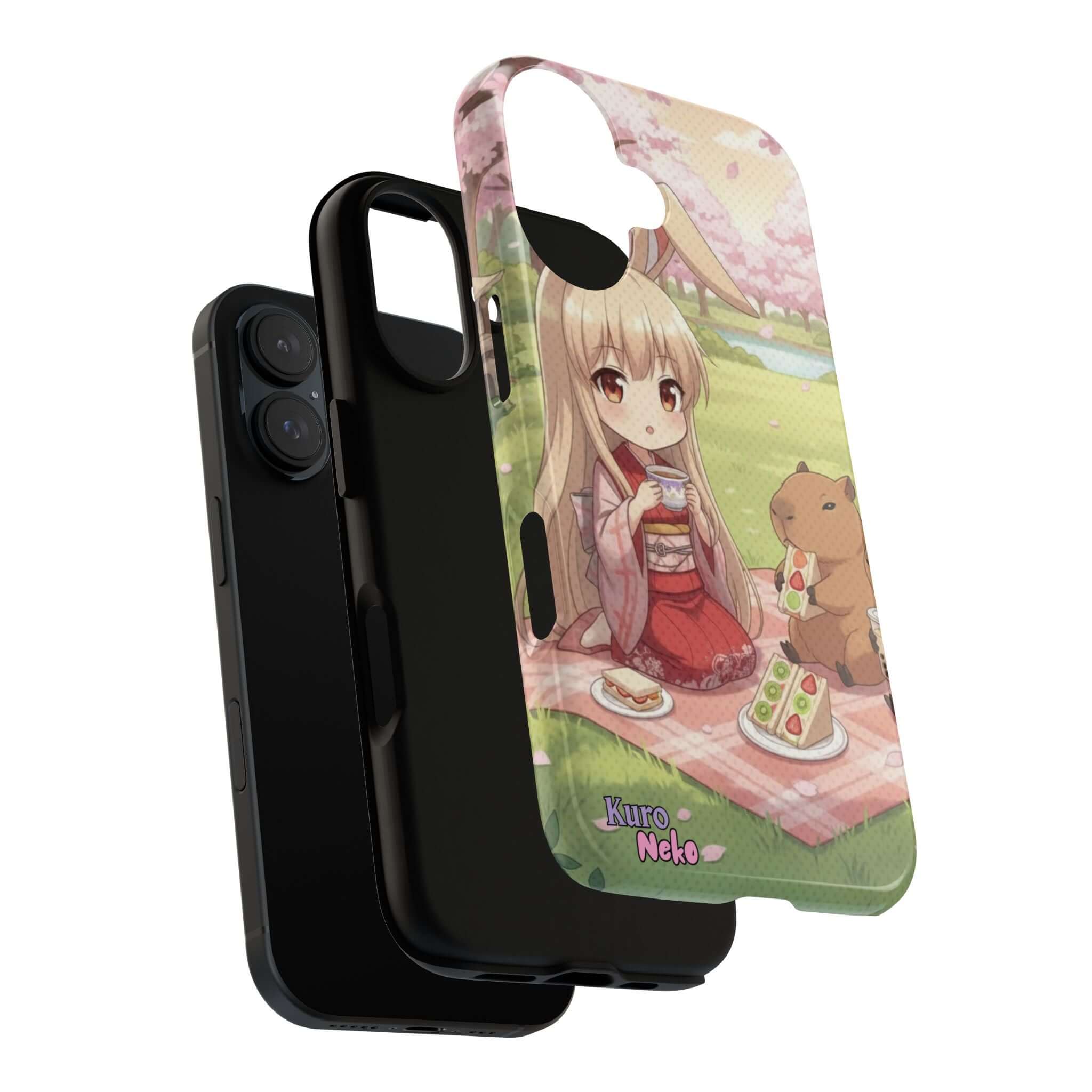 Coque de Téléphone Anime HARU Muse Chibi Pique-nique avec personnage kemonomimi et oreilles d'animaux, Kuro Neko Shop
