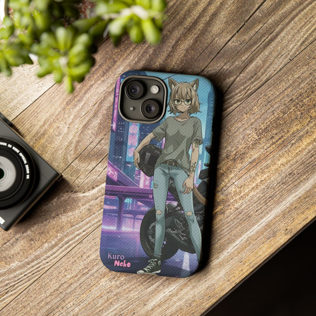Coque téléphone Anime HANKO Style Cyberpunk & Chatte Rebelle