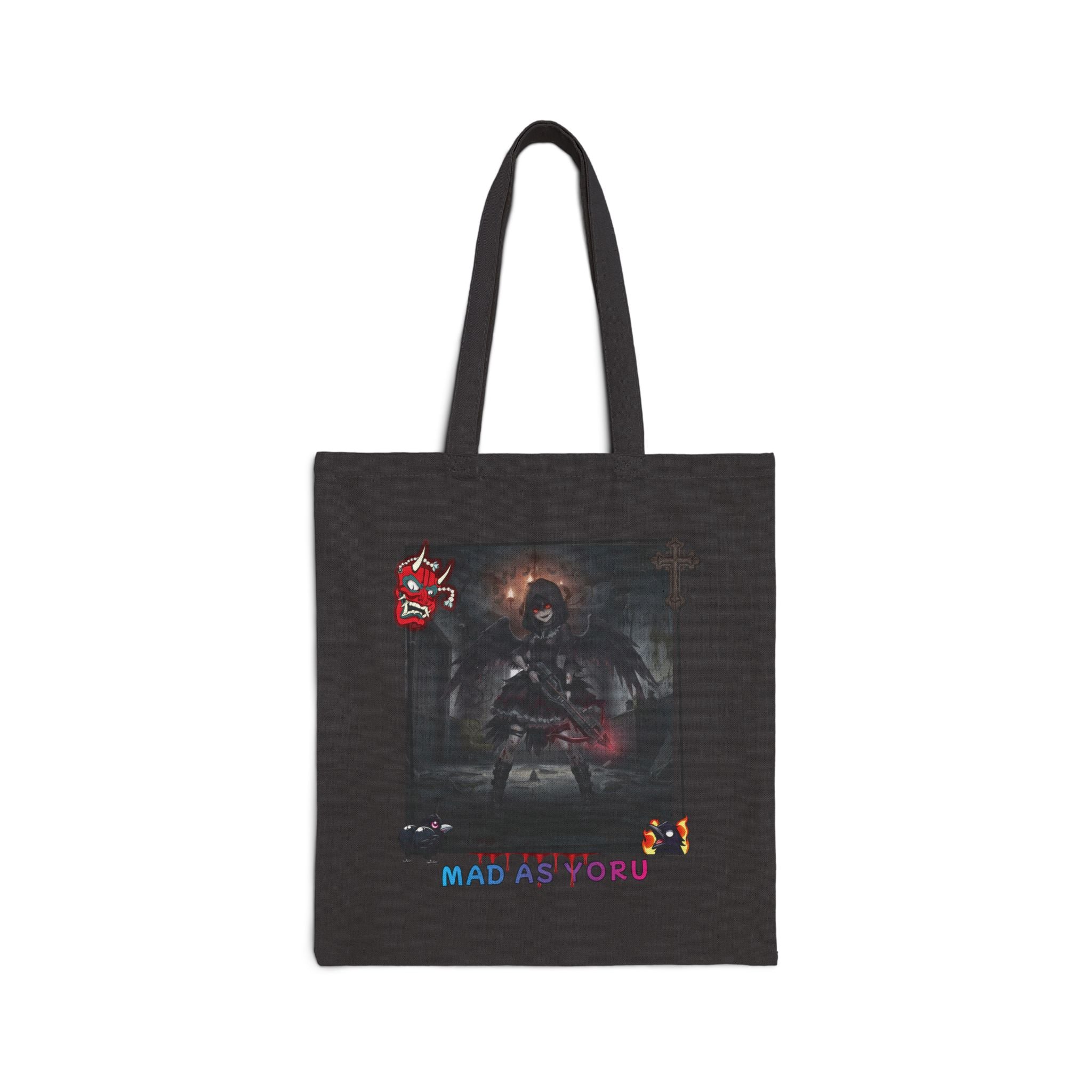 Tote bag Anime YORU avec un design de chasseuse d'ombres inspiré du gothique.