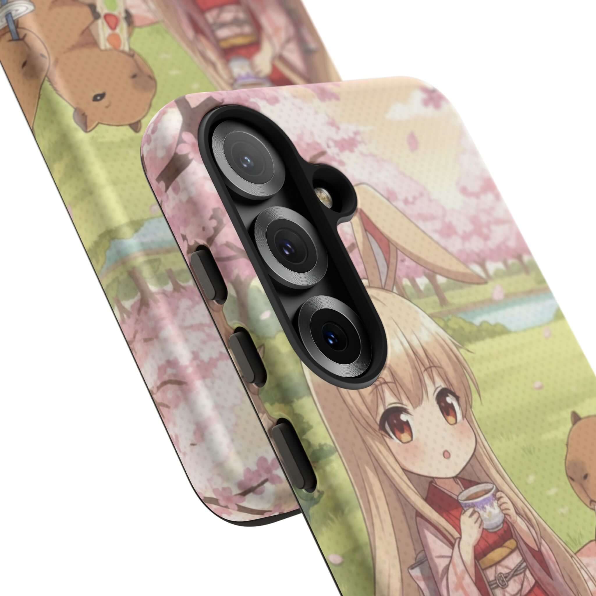 Coque de Téléphone Anime HARU Muse Chibi Pique-nique avec oreilles de lapin, style anime, par Kuro Neko Shop.