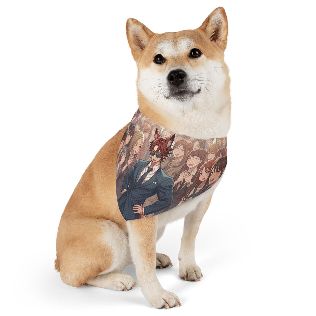 Collier bandana chat & chien Anime KAITO sur un Shiba Inu élégant, mettant en valeur un design anime original.