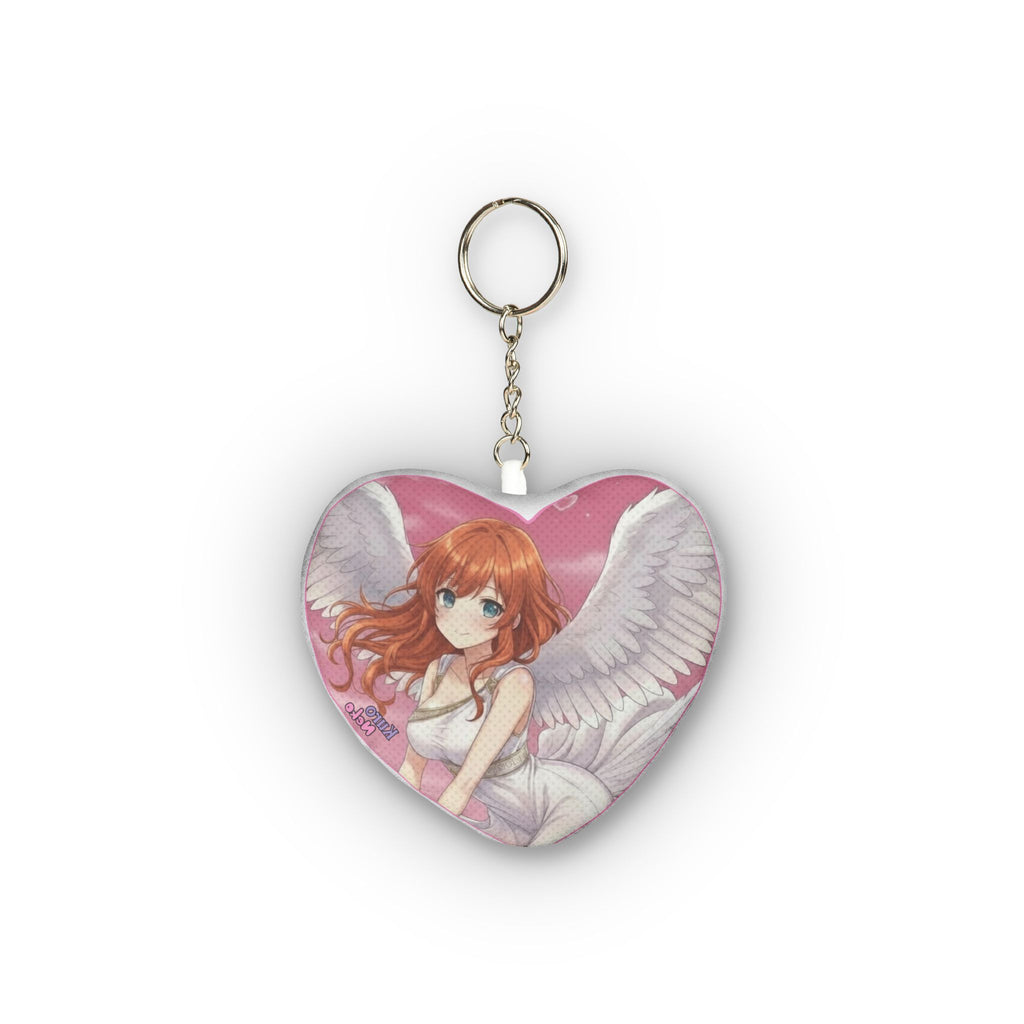 Porte-clés Peluche Anime AIKO avec design d'ange, cœur rose et personnage féminin mignon.