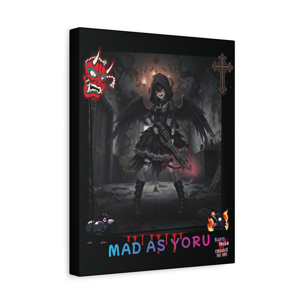 Toile Mate Anime YORU avec illustration de Yoru, muse gothique et chasseuse de démons, décor mural captivant.