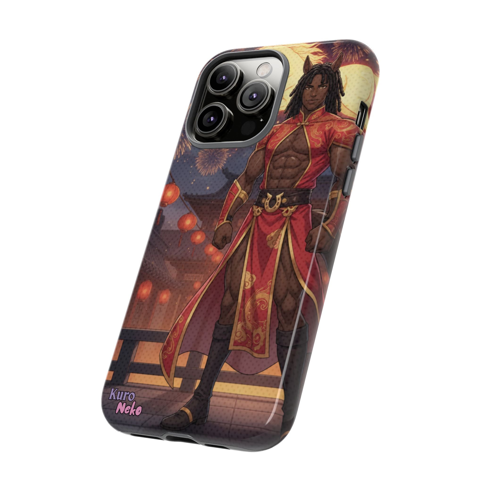 Coque téléphone RYO cheval zodiaque vue de profil épaisseur double couche polycarbonate TPU
