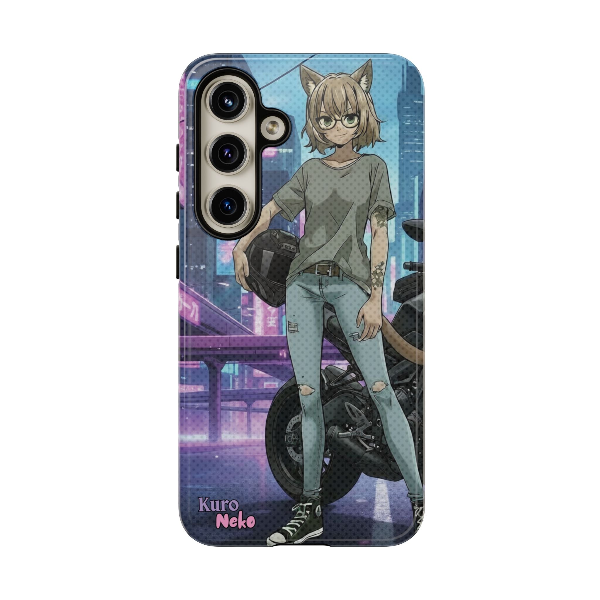 Coque téléphone Anime HANKO Style Cyberpunk & Chatte Rebelle