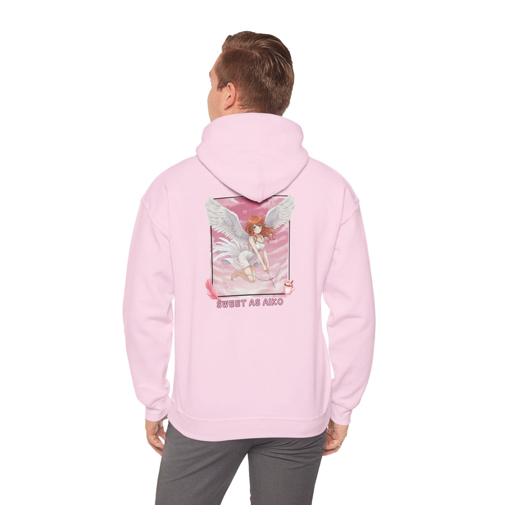 Hoodie rose pastel avec impression anime waifu AIKO Bird Girl Cupidon Angélique tunique blanche Arc de cœur Saint-Valentin Love