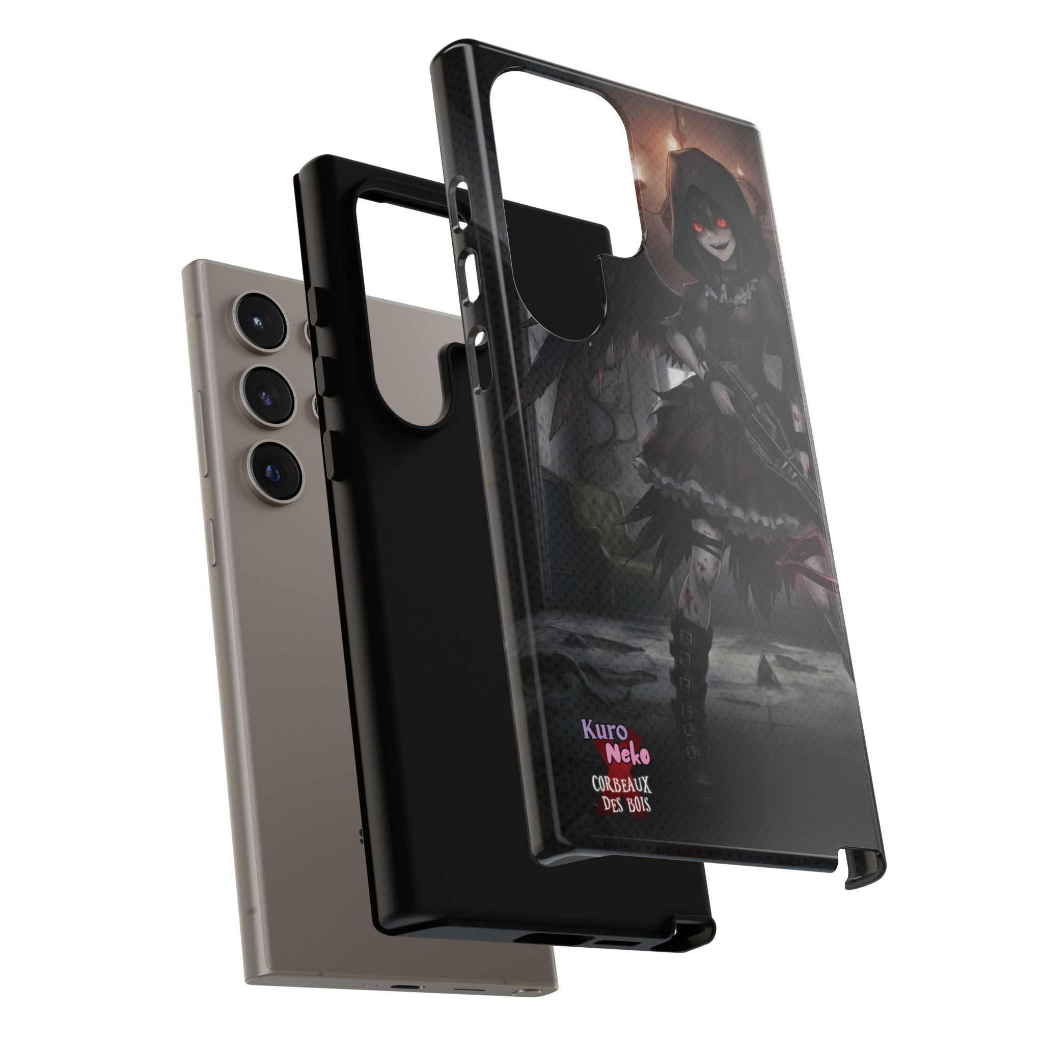 Anime Phone Case – Mad as Yoru Crow Waifu Kemonomimi featuring a sleek design of Yoru in gothic horror style.