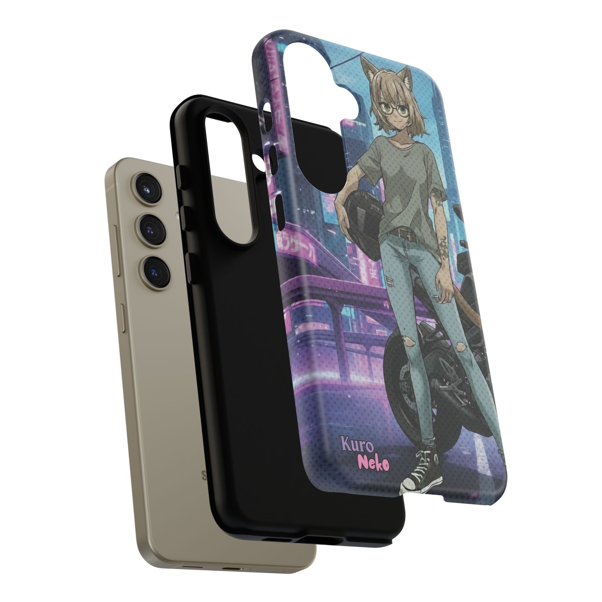 Coque téléphone Anime HANKO Style Cyberpunk & Chatte Rebelle