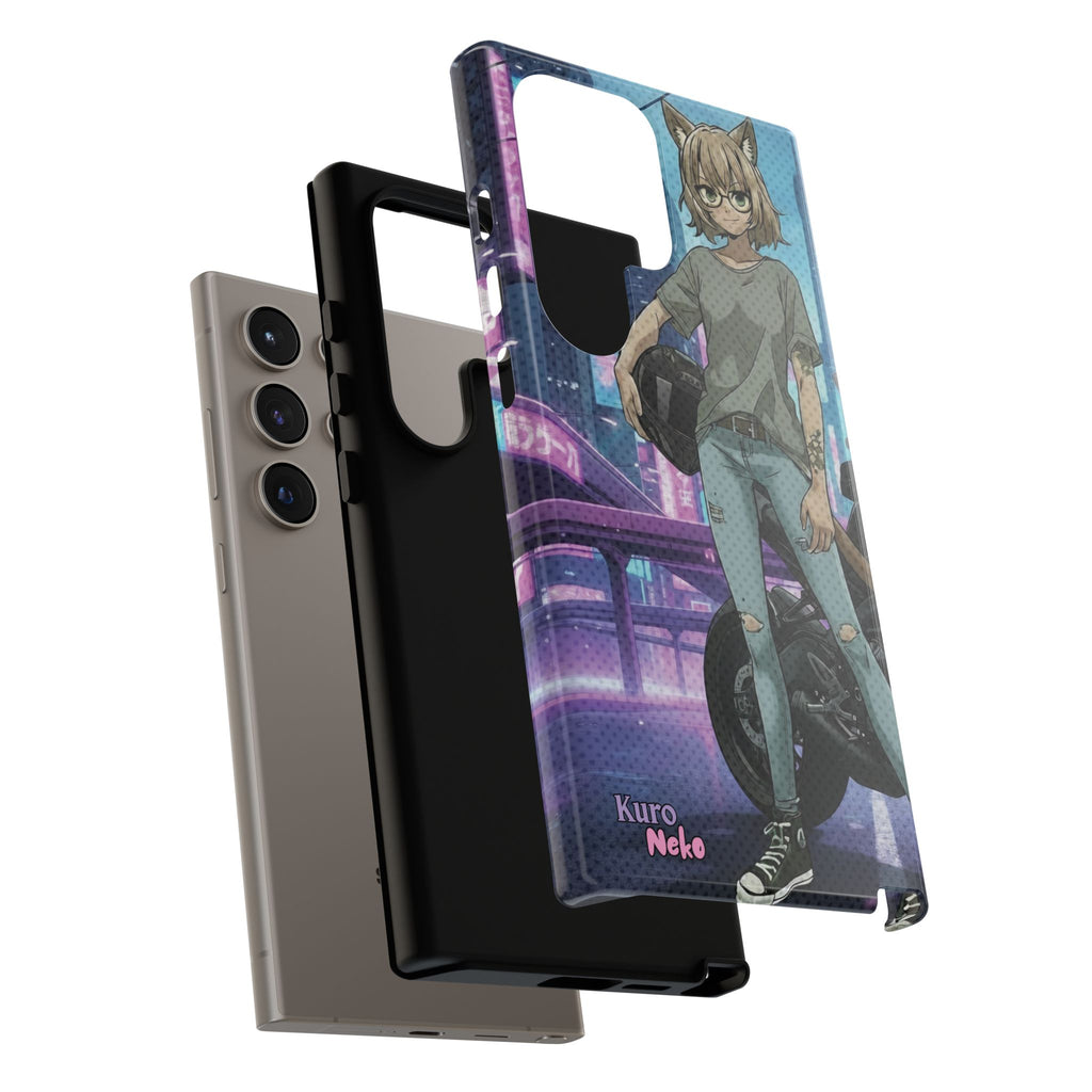 Coque téléphone Anime HANKO Style Cyberpunk & Chatte Rebelle