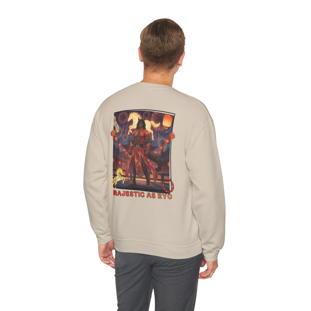 Sweatshirt anime RYO cheval zodiaque vue arrière Gildan 18000 coton polyester
