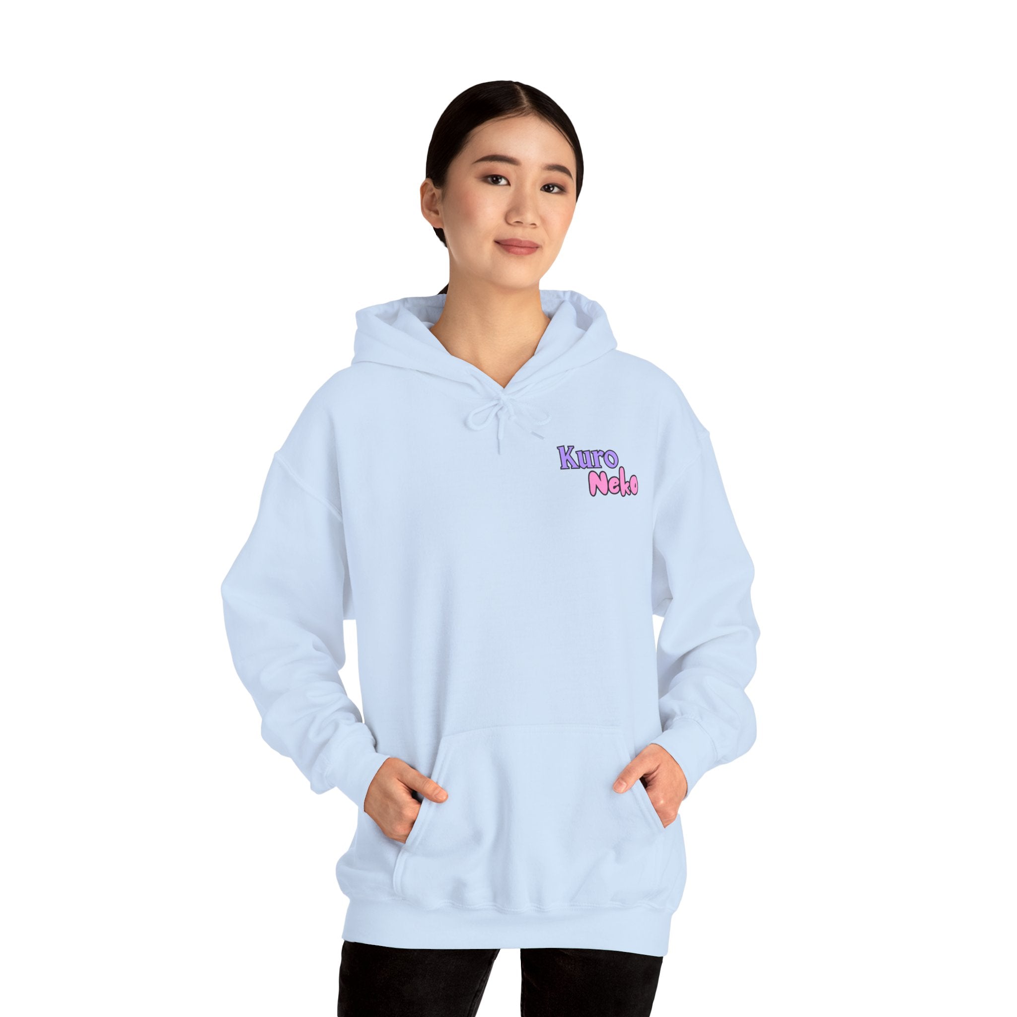 Hoodie bleu pastel avec impression anime Waifu HARU Bunny Girl onsen kimono bains japonais carpe koï cozy et chill