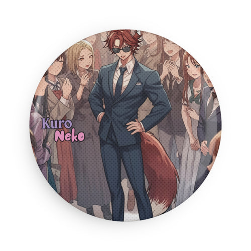 aimant anime Kaito - Renard Kemonomimi en style Business sur surface métallique, afficheur d'assurance et vibe pro