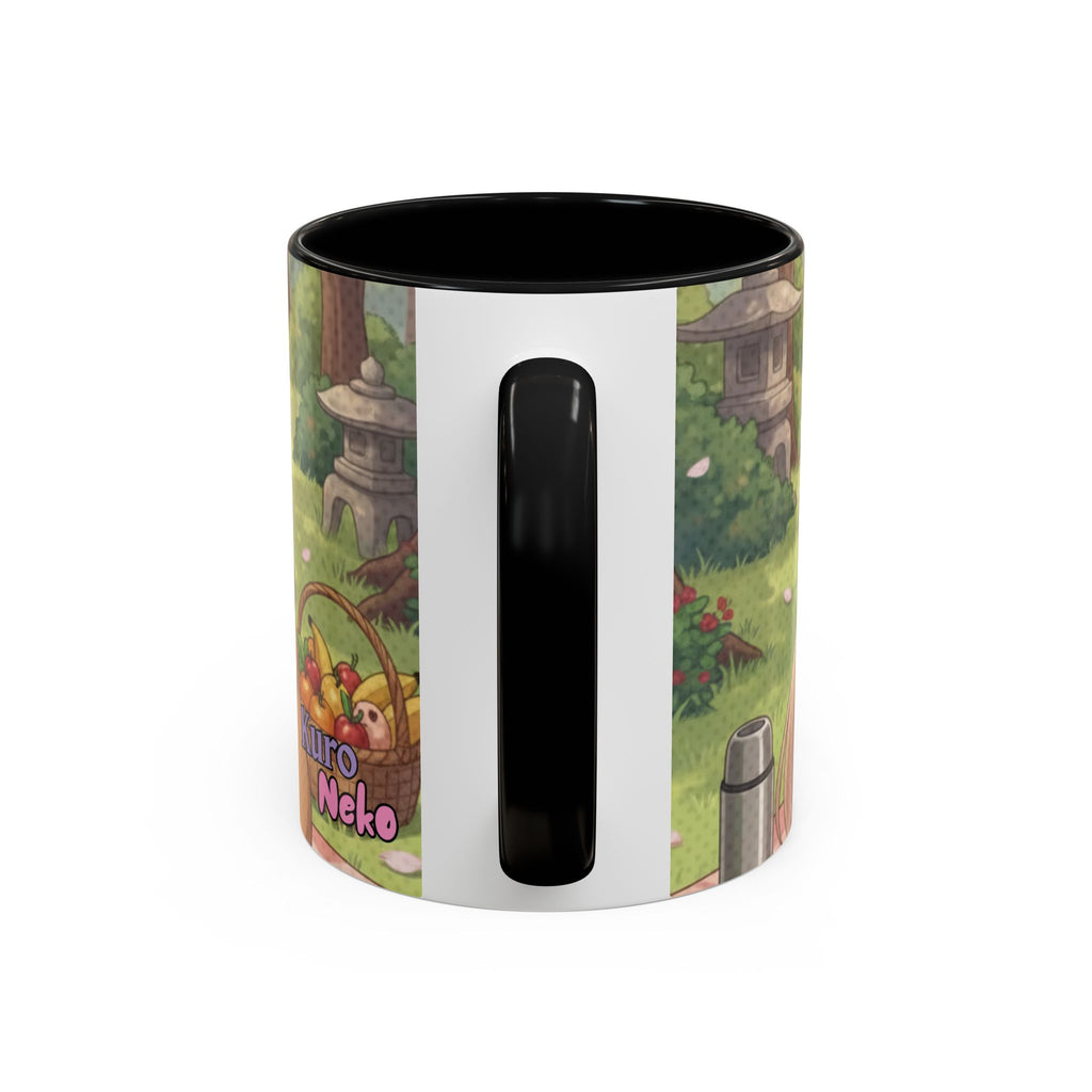 Mug Anime HARU Muse Chibi Pique-nique Sakura mettant en avant un design kemonomimi avec oreilles d'animaux, Kuro Neko Shop.