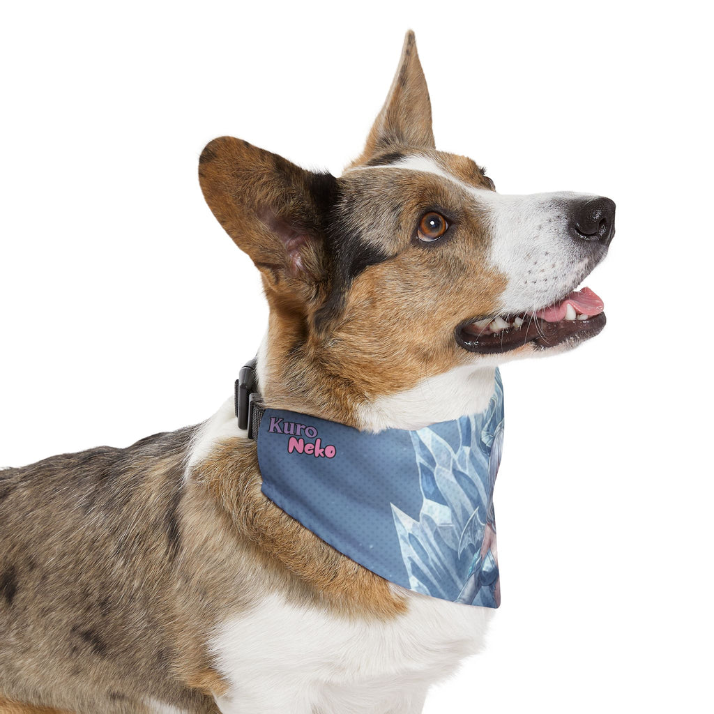 Collier bandana chat & chien Anime YUKI Dragonne de Glace Fantasy sur un chien, design animé avec oreilles d'animaux, Kuro Neko Shop