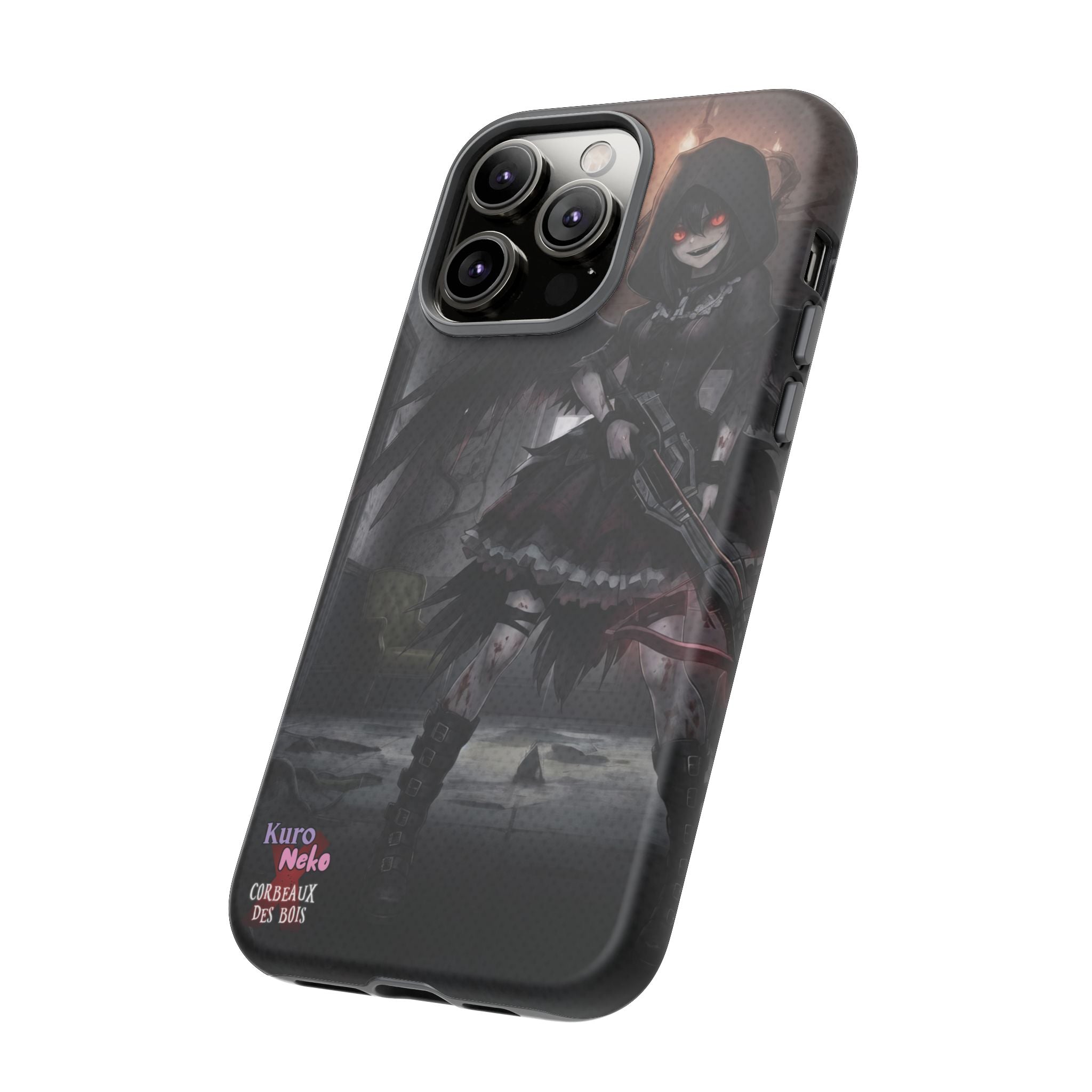 Anime Phone Case – Mad as Yoru Crow Waifu Kemonomimi featuring a dark, gothic design with a crow-themed character.