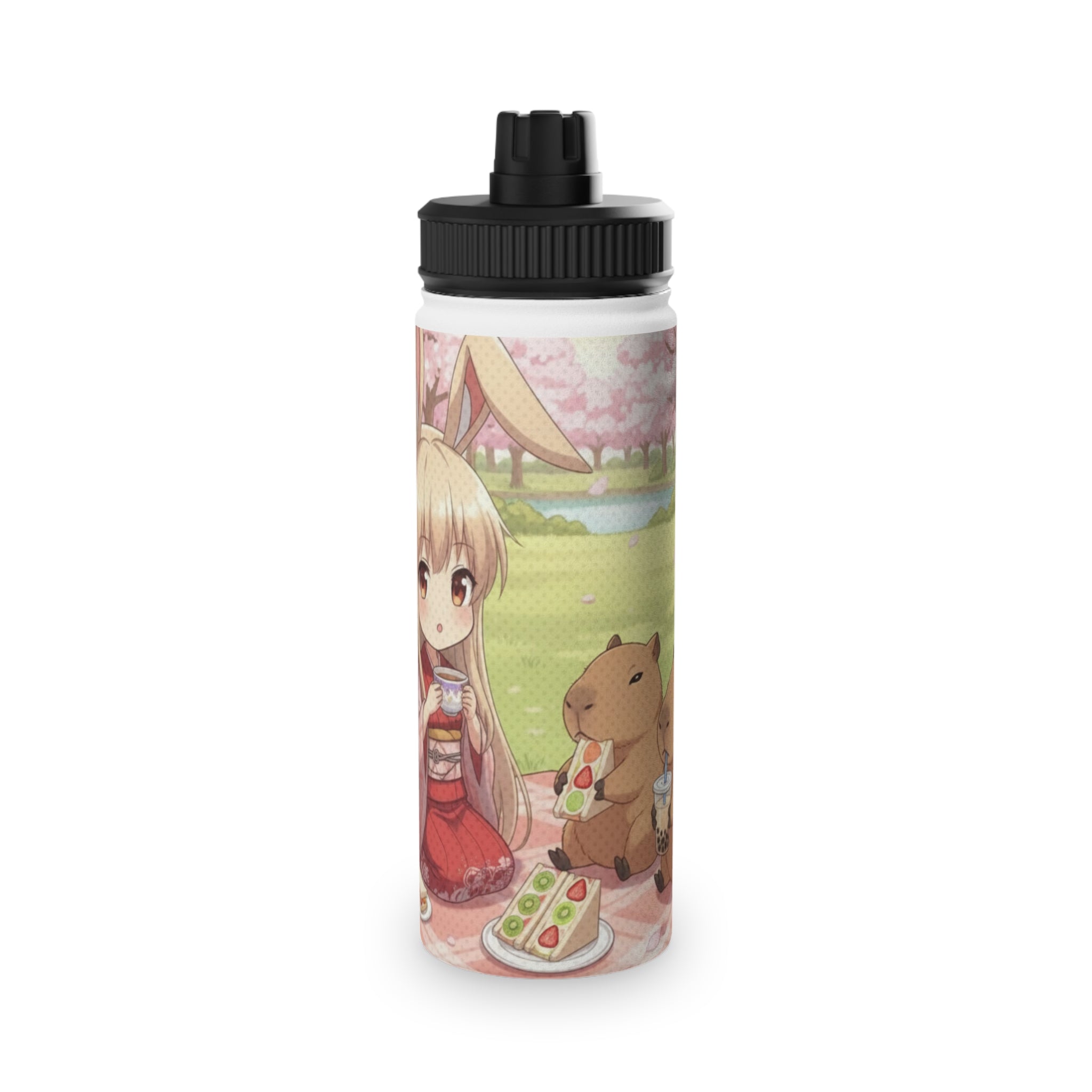 Gourde isotherme Anime HARU avec motif Chibi, pique-nique Sakura, parfait pour les sorties.