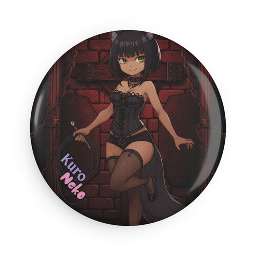 aimant anime YAMI Gothique & Louve Mystérieuse - YAMI louve kemonomimi sur surface métallique, style gothique, pose dominante