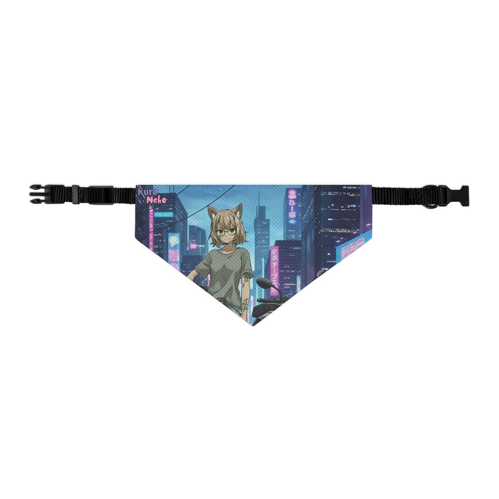 Collier bandana chat & chien HANKO avec design cyberpunk et néon pour animaux de compagnie