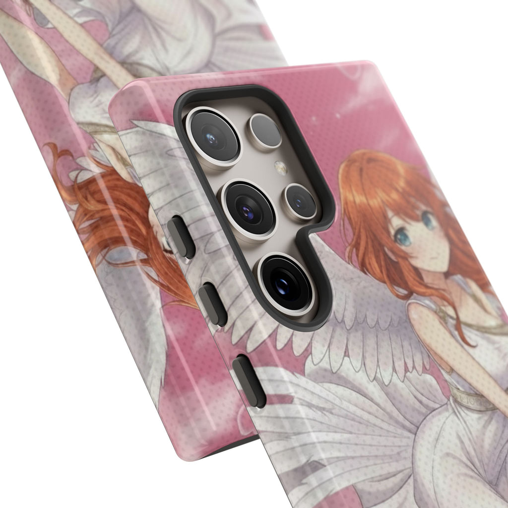 Coque Téléphone Anime AIKO Muse Cygne & Douceur Pastel, illustration de kemonomimi avec oreilles d'animaux, Kuro Neko Shop.