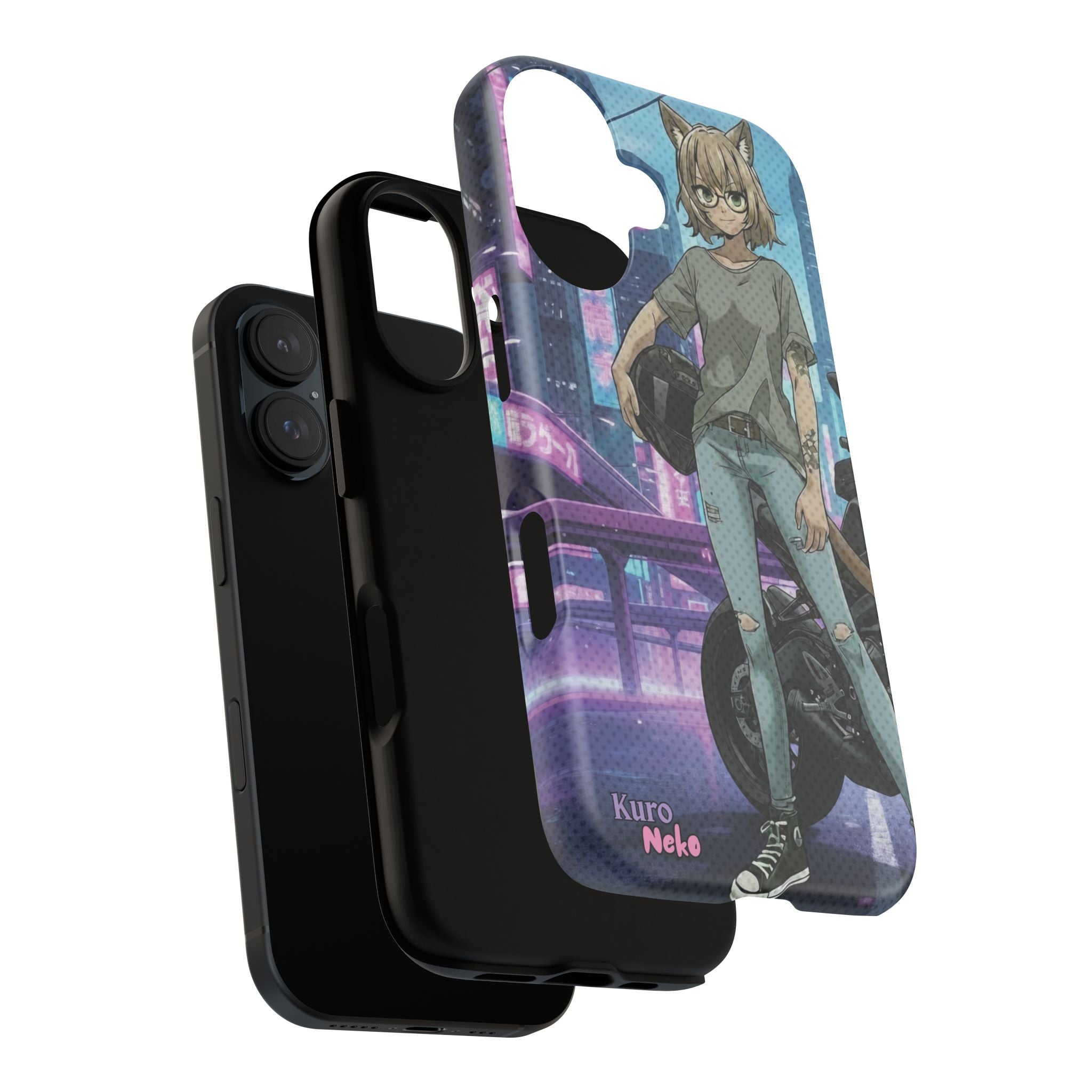 Coque téléphone Anime HANKO Style Cyberpunk & Chatte Rebelle