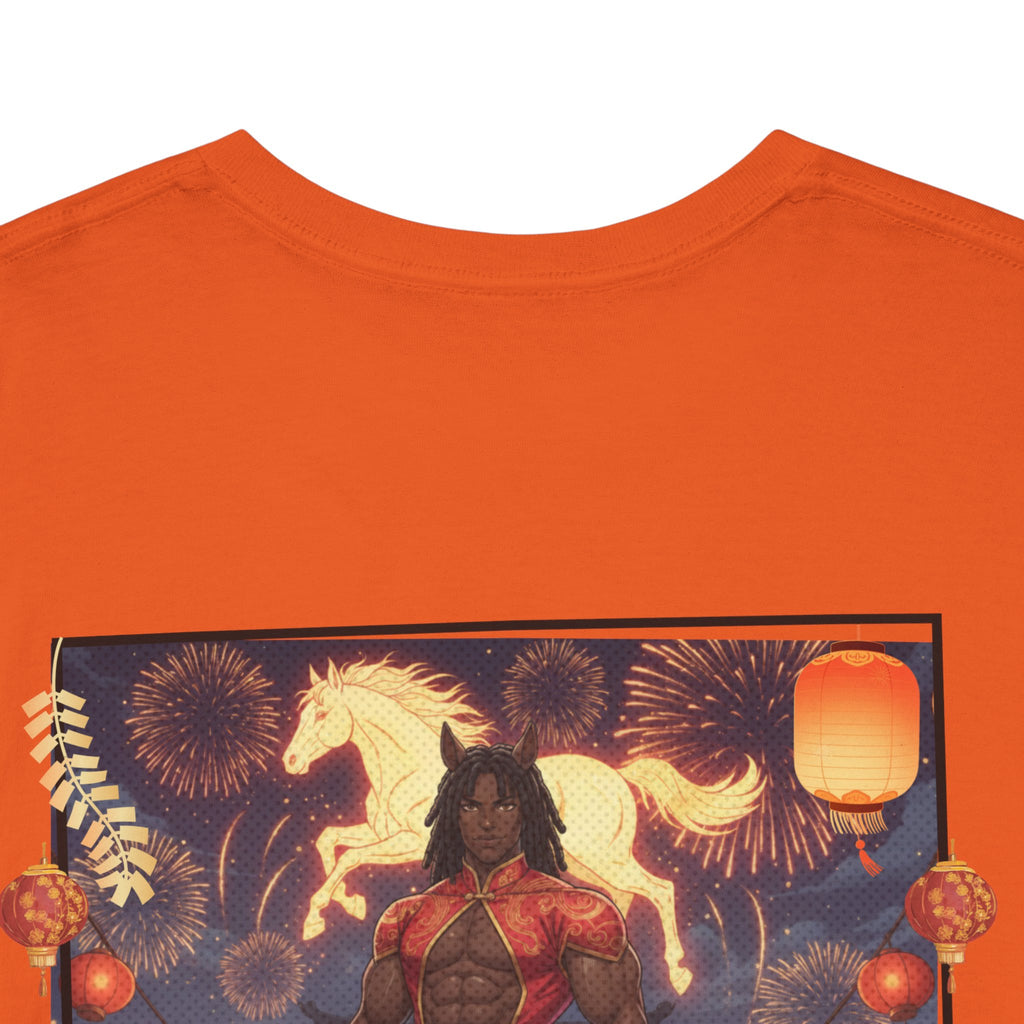 T-shirt RYO détail impression haute définition couleurs rouge or lanternes premium
