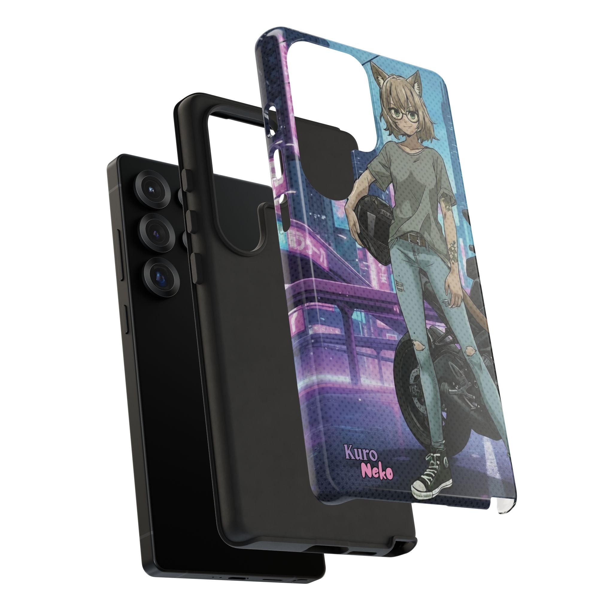 Coque téléphone Anime HANKO Style Cyberpunk & Chatte Rebelle