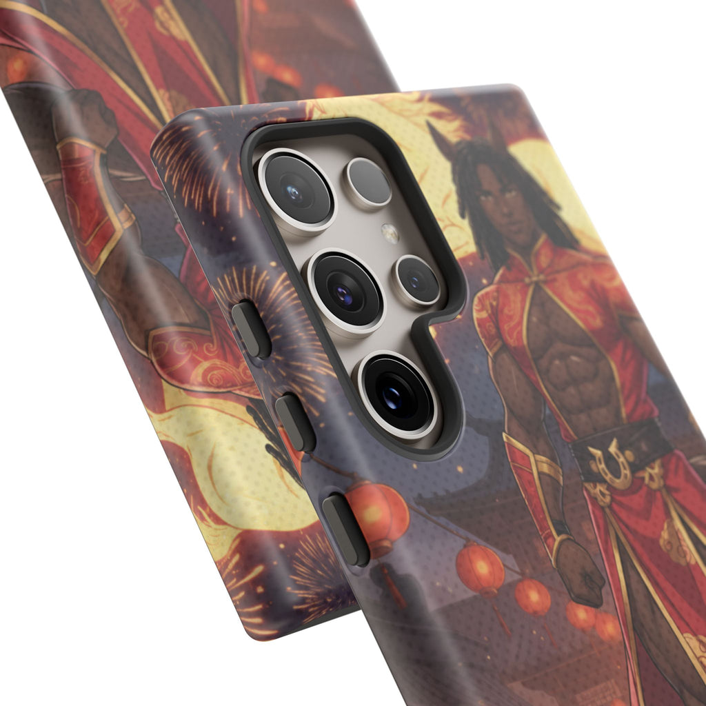 Coque RYO husbando Année du Cheval finition brillante couleurs rouge or iPhone Samsung

