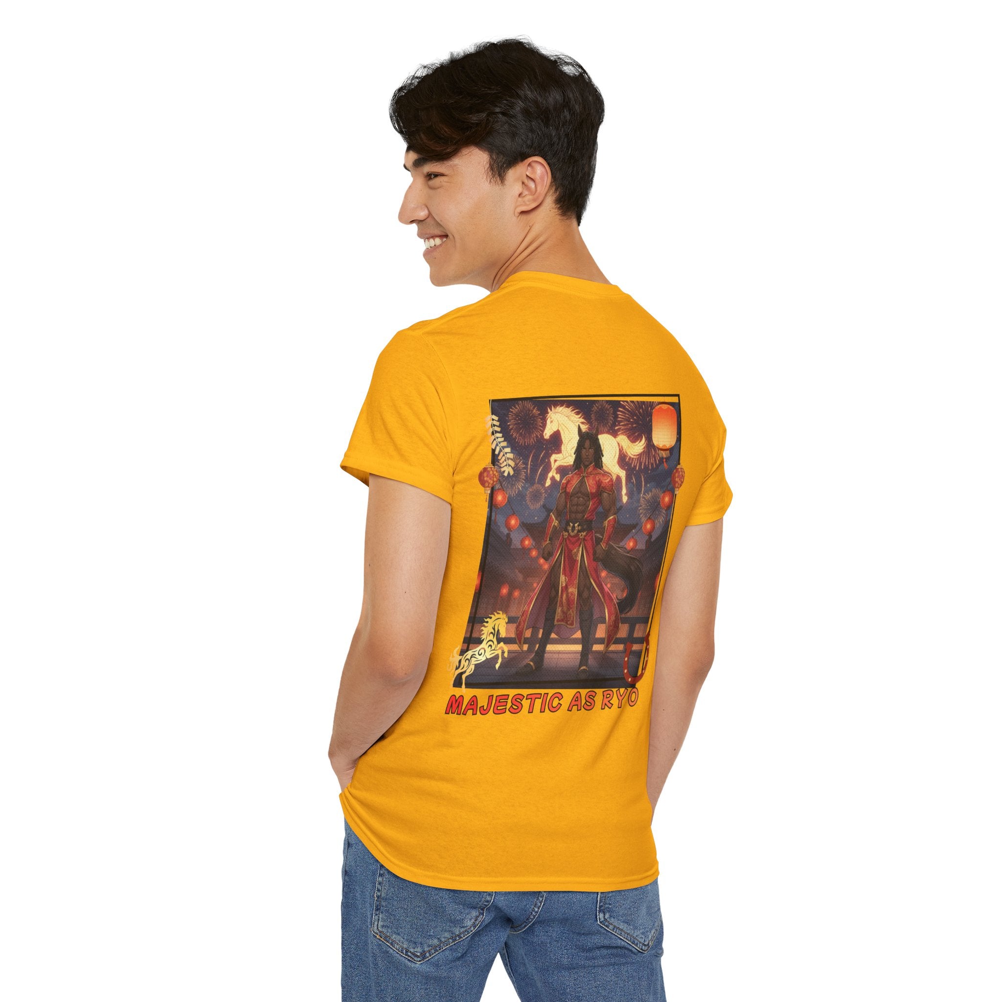 T-shirt anime RYO cheval zodiaque vue arrière Gildan 5000 coton 100%
