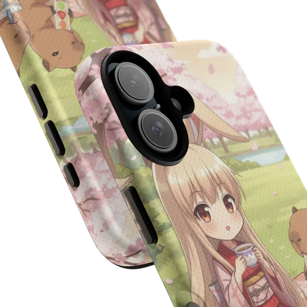 Coque de Téléphone Anime HARU Muse Chibi Pique-nique, design kemonomimi avec oreilles d'animaux, Kuro Neko Shop.