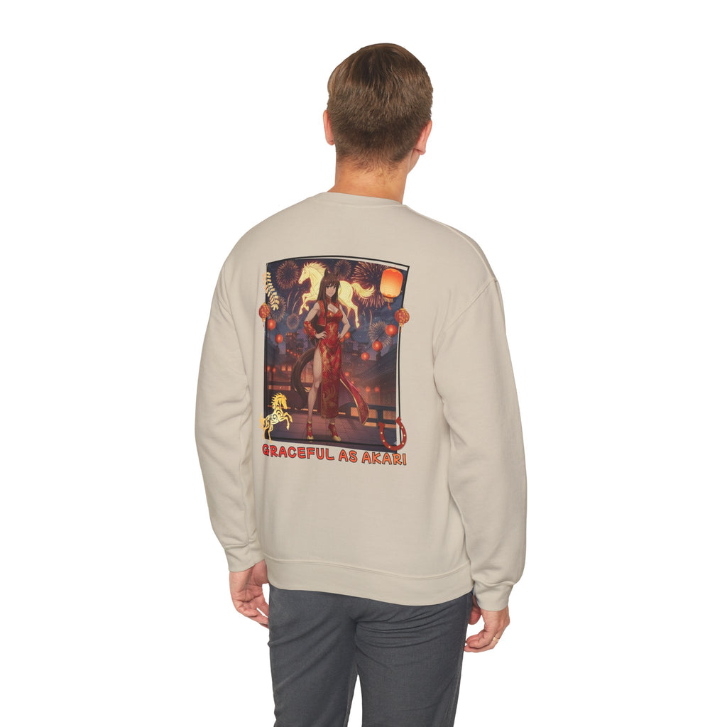 Sweatshirt Anime AKARI Danse du Zodiaque & Style Cheval avec design de Kemonomimi et éclats de lanternes, Kuro Neko Shop.